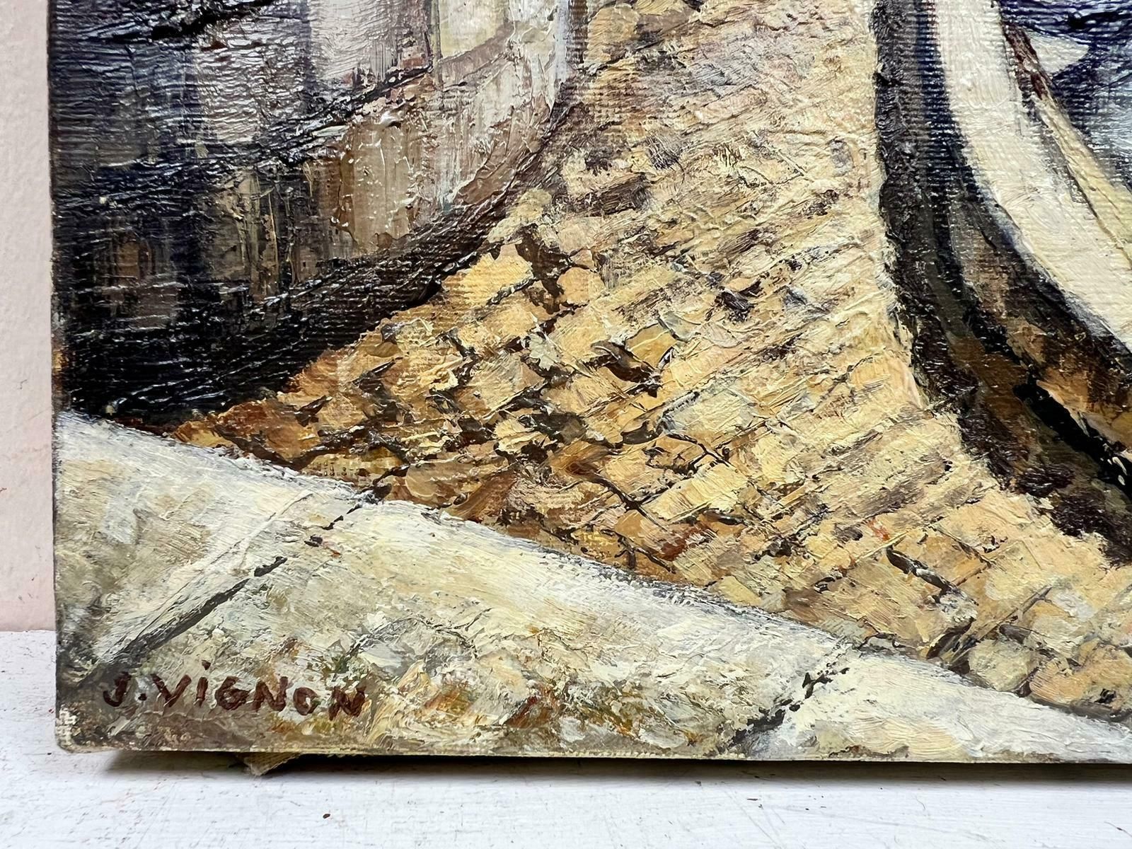 Josine Vignonwinter In Paris Along The Seine French Post Impressionist  Signed Oil 1960's photo for sale