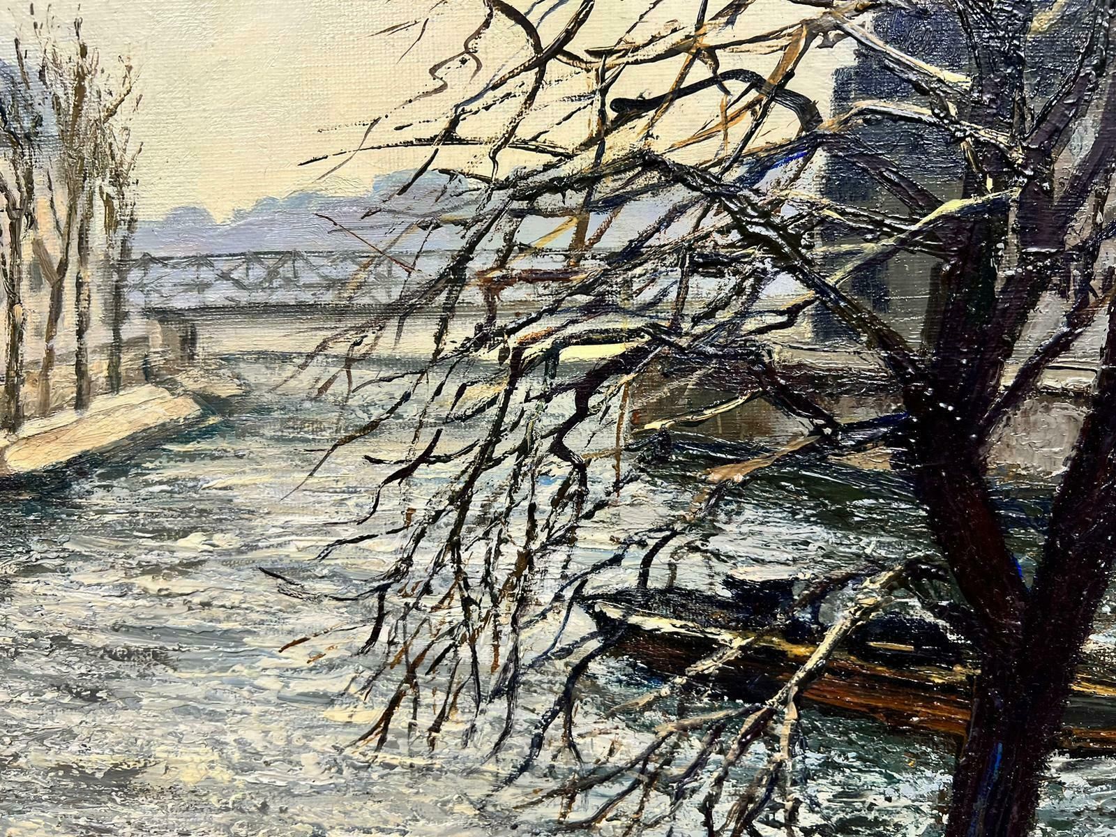 Josine Vignonwinter In Paris Along The Seine French Post Impressionist  Signed Oil 1960's photo buy