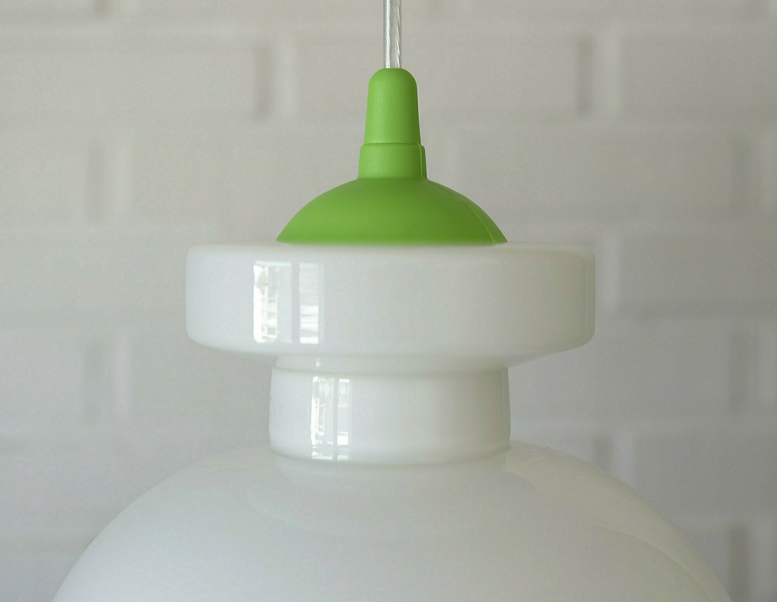 Set Of 3 Vintage Pop Art Lamp / Pendant Light / White Opaline Glass / Yugoslavia 1970s photo vinterior