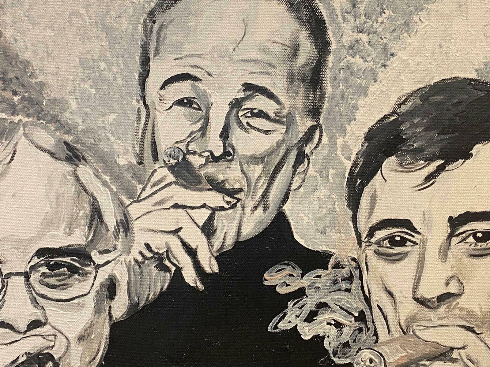 Unknown French Oil   Portraits Of Cigar Smokers Trioc. 2005 photo furniture