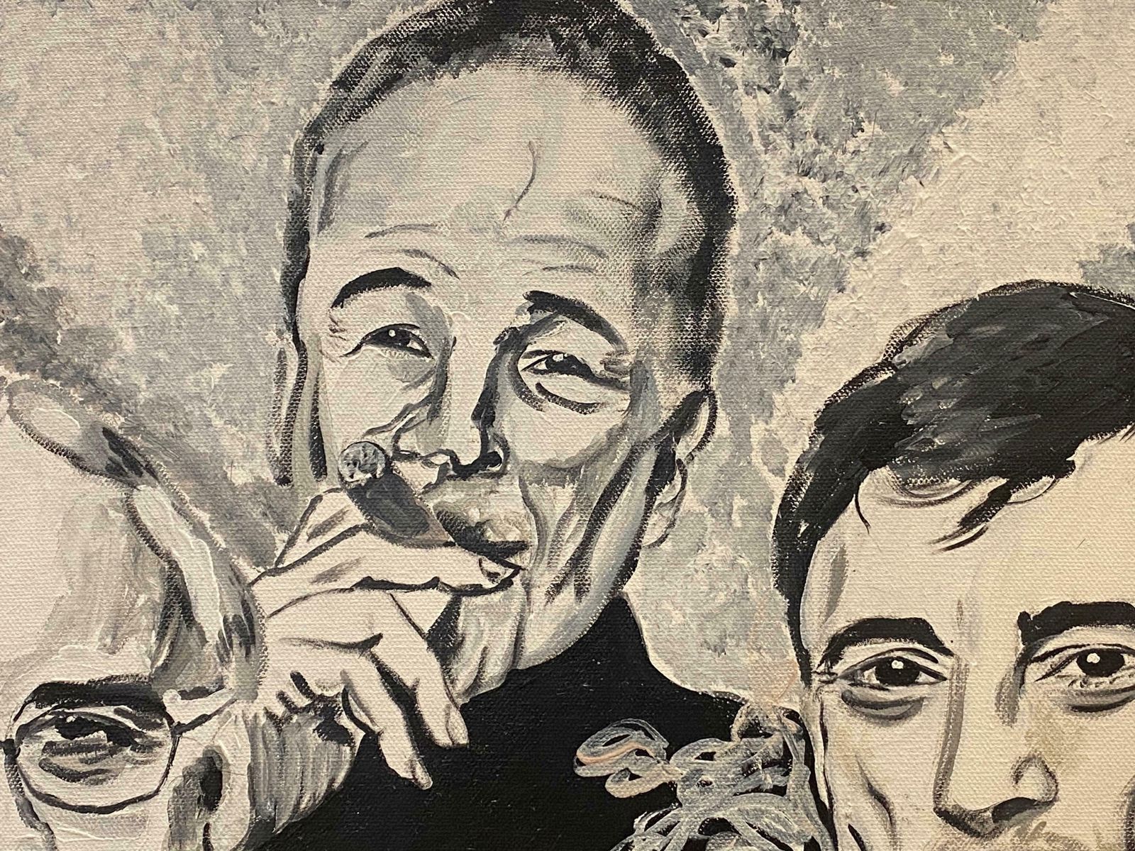 Unknown French Oil   Portraits Of Cigar Smokers Trioc. 2005 photo vinterior