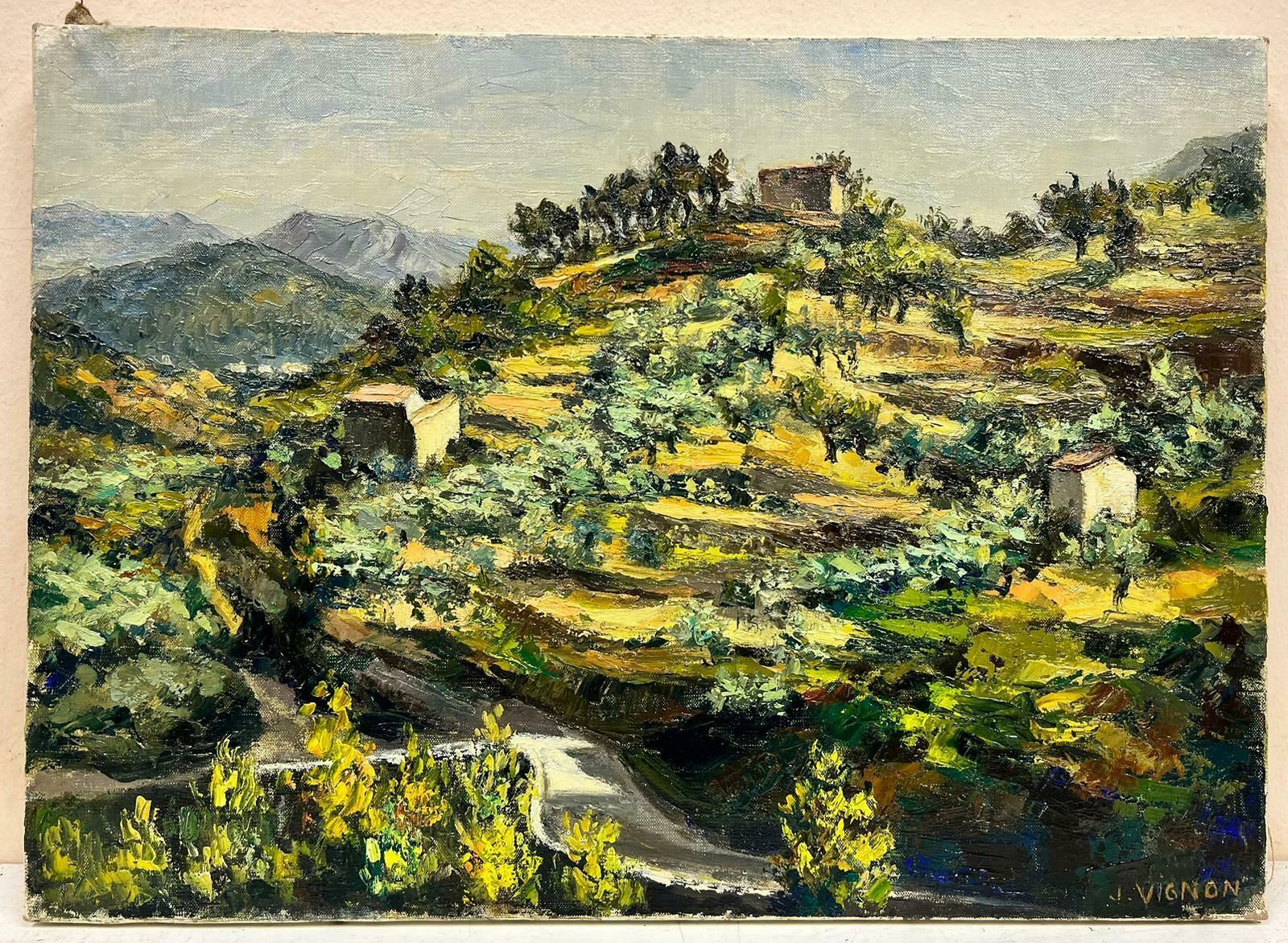 Josine Vignonprovence Landscape Of Scattered Olive Trees Post Impressionist Signed Oil 1960's1960's photo furniture