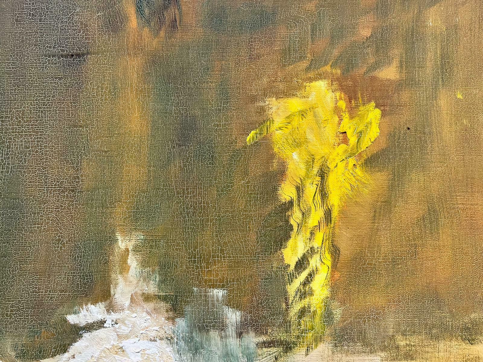 French Schoolhuge French Abstract Painting Brown Beige Yellow Ochre Colors, Signed photo buy