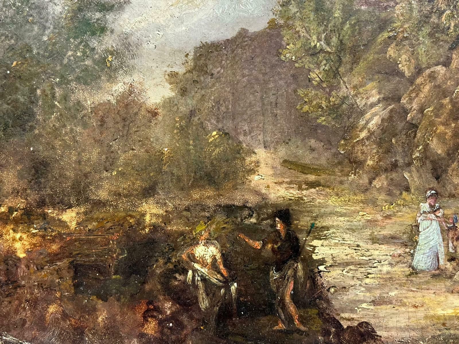 19th Century English Schoolfine Victorian Grand Tour Oil Painting Travellers At Temple Of Vista At Tivoli19th Century photo Art