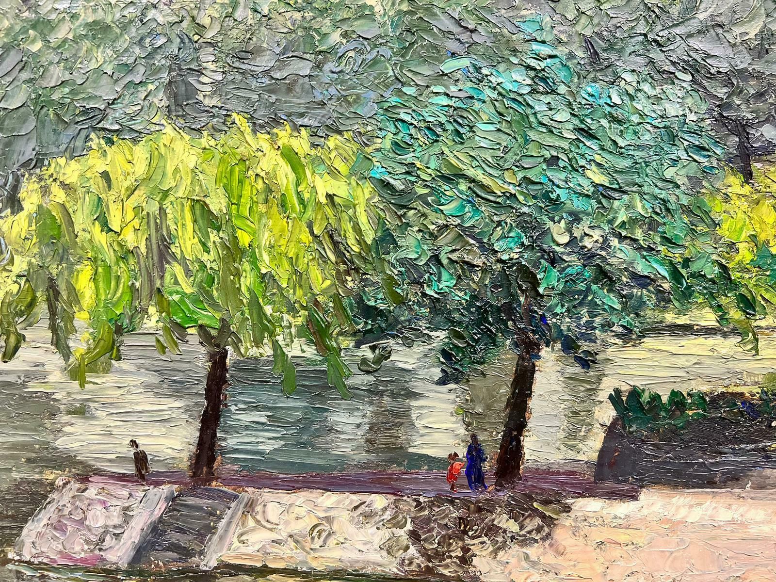 Josine Vignonspring Time Down By The Peaceful River Thick Oil Impasto Landscape1960's photo vinterior
