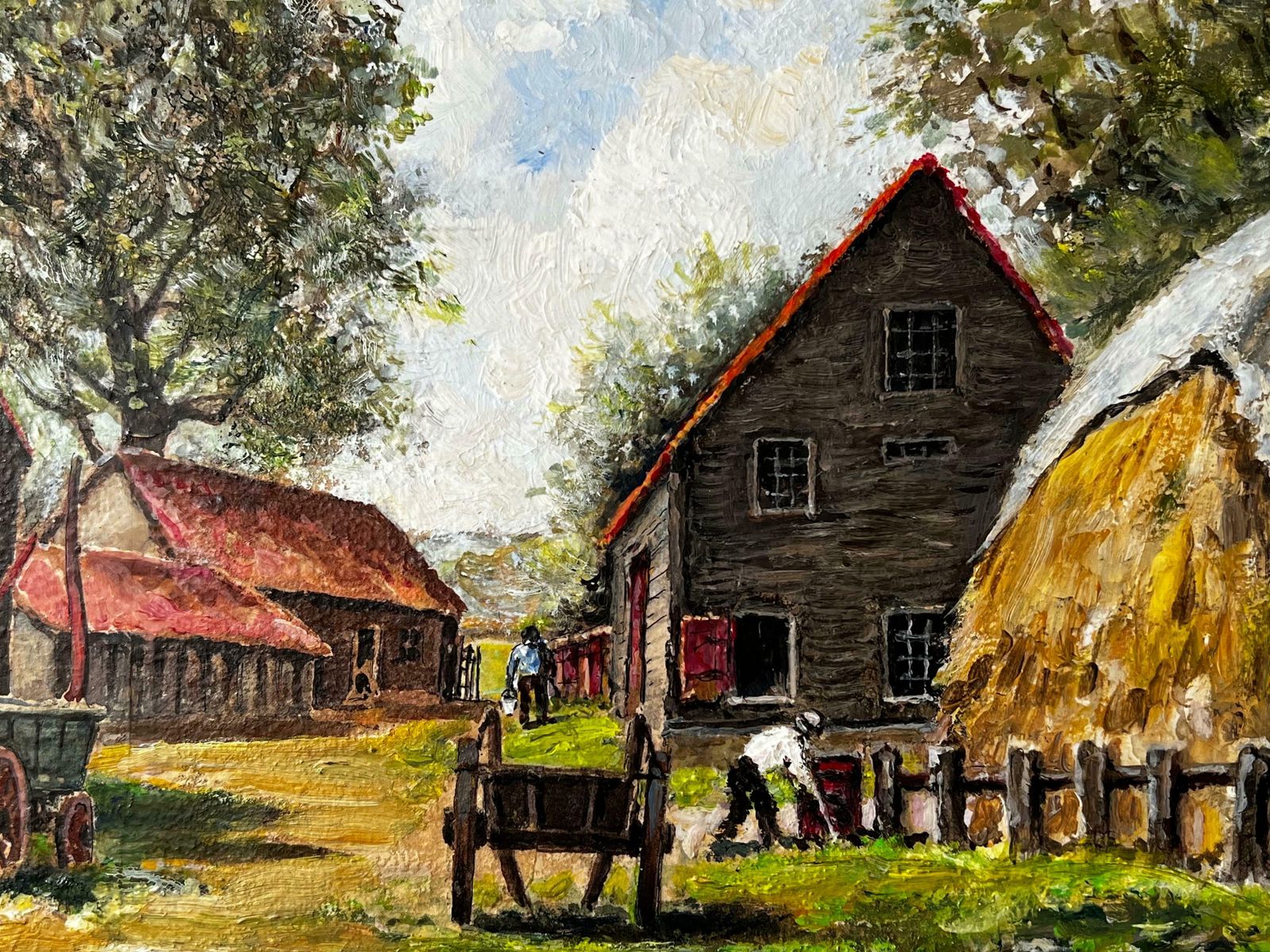 Norman A Olleysurrey Farmyard Of Farmers At Work   British Landscape photo for sale