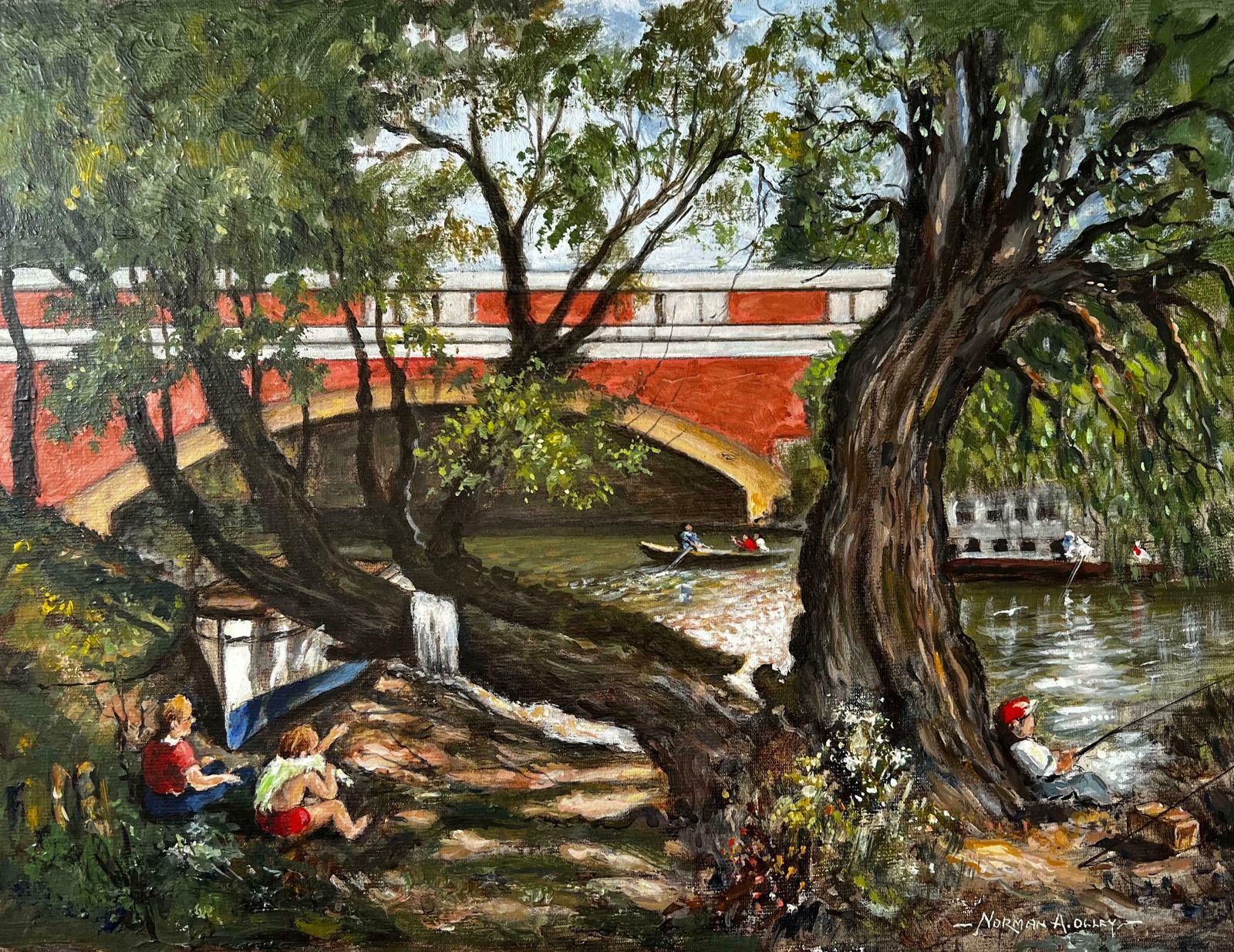 Norman A Olleya Tranquil British Scene In East Molesey Surrey