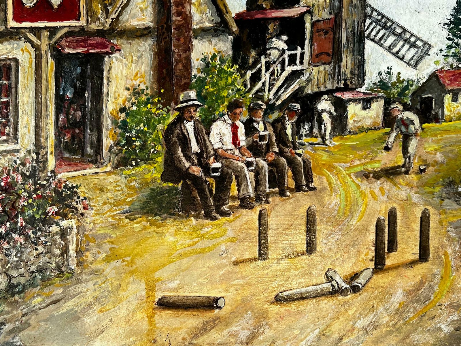Norman A Olleytraditional English Village Tavern Scene Figures Playing Skittles Signed photo Art