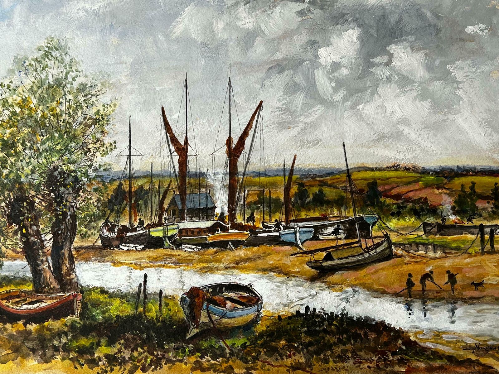 Norman A Olleycloudy Landscape Of The Boat Repair Yard photo furniture