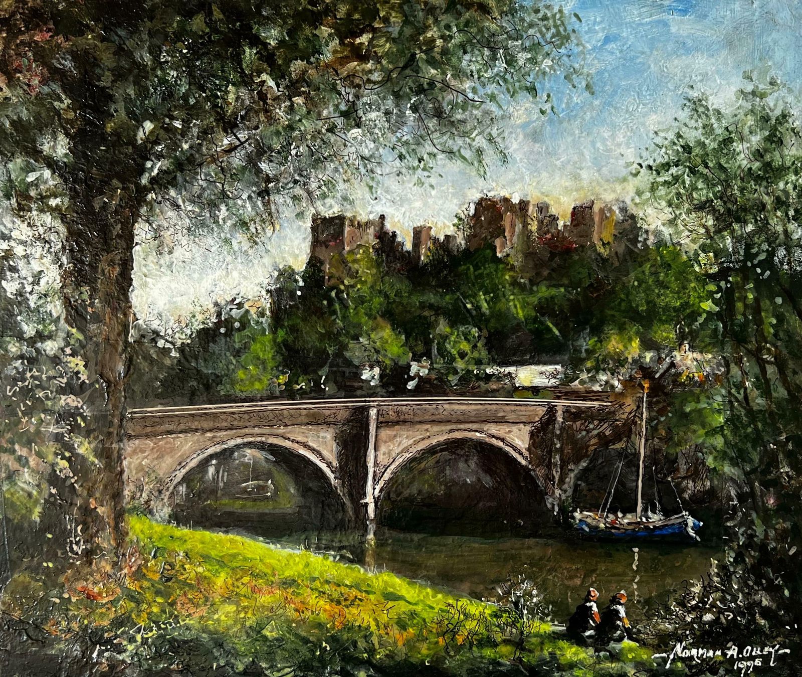 Norman A Olleya Dark Fishing Day With Bridge Over Placid Water photo furniture