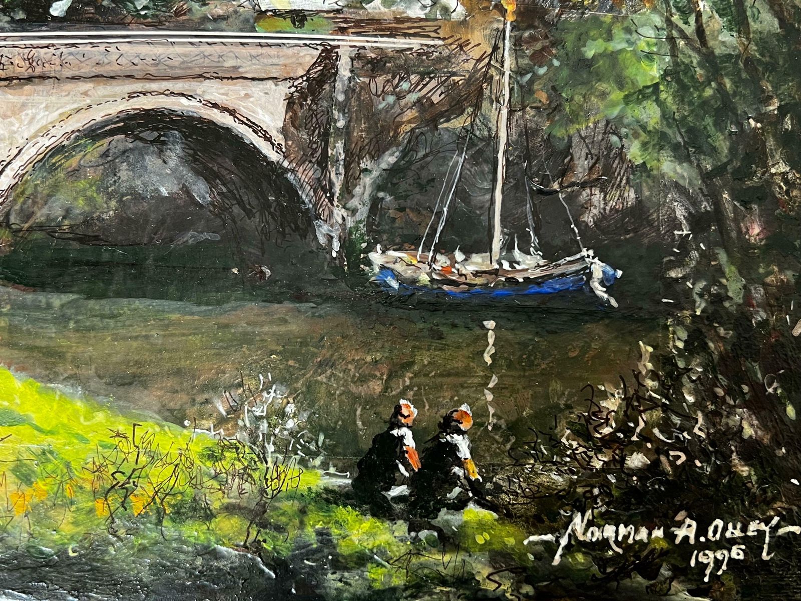 Norman A Olleya Dark Fishing Day With Bridge Over Placid Water photo vinterior
