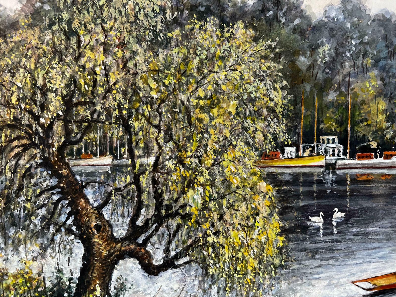 Norman A Olleya Relaxing Afternoon Fishing And Rowing On The Thames Off Tagg’s Island photo for sale
