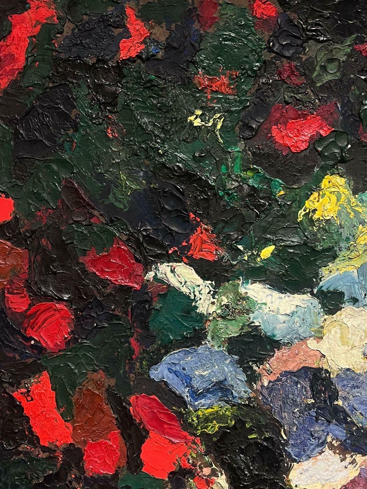 French Mid 20th1950's French Expressionist Abstract Oil Painting Thickly Painted Original1950's photo Art