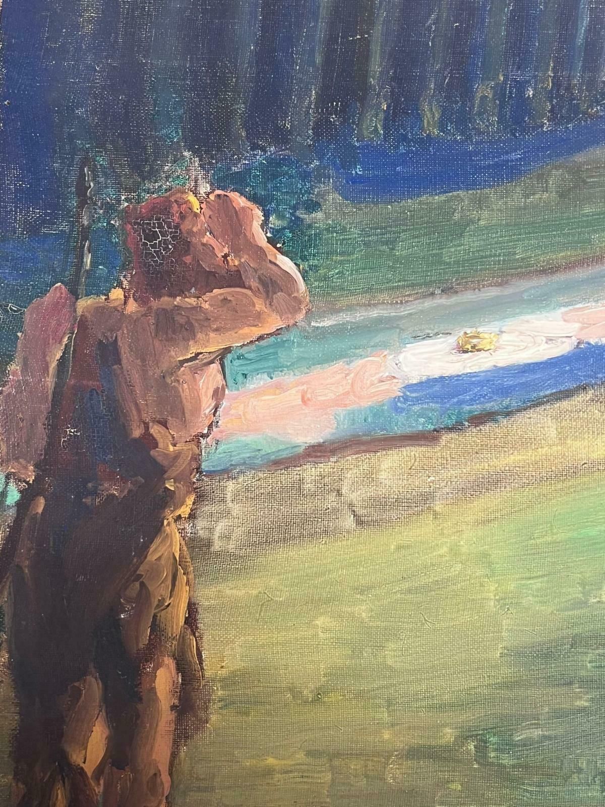 Louise Alix1930's French Impressionist Oil Mythological Figures By The River Bank1930's photo for sale