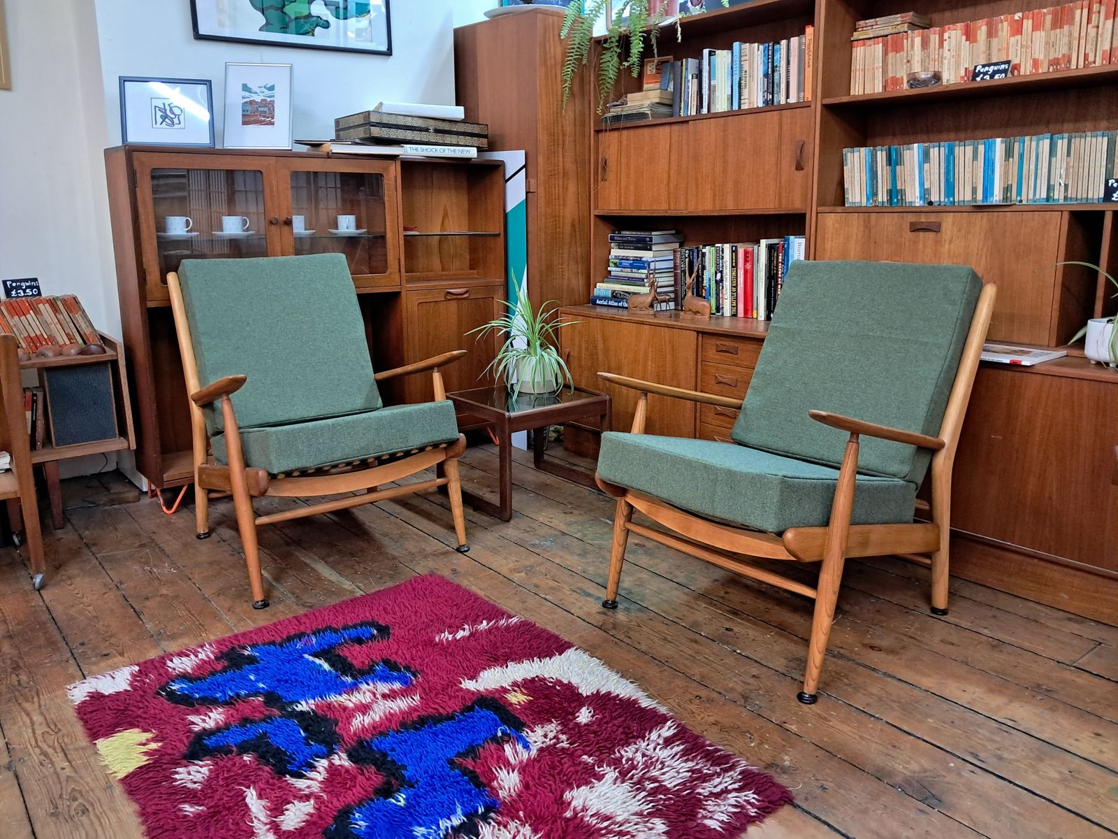 A Lovingly Restored Scandart Armchair In Elm And Beech, Reupholstered In Soothing Green Tweed photo Furniture