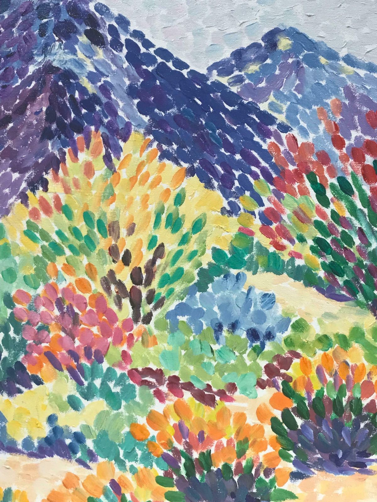 Maggy Claryssepointillist Original Oil Painting  Wild Flowers In Provence Landscapec. 2000 photo Art