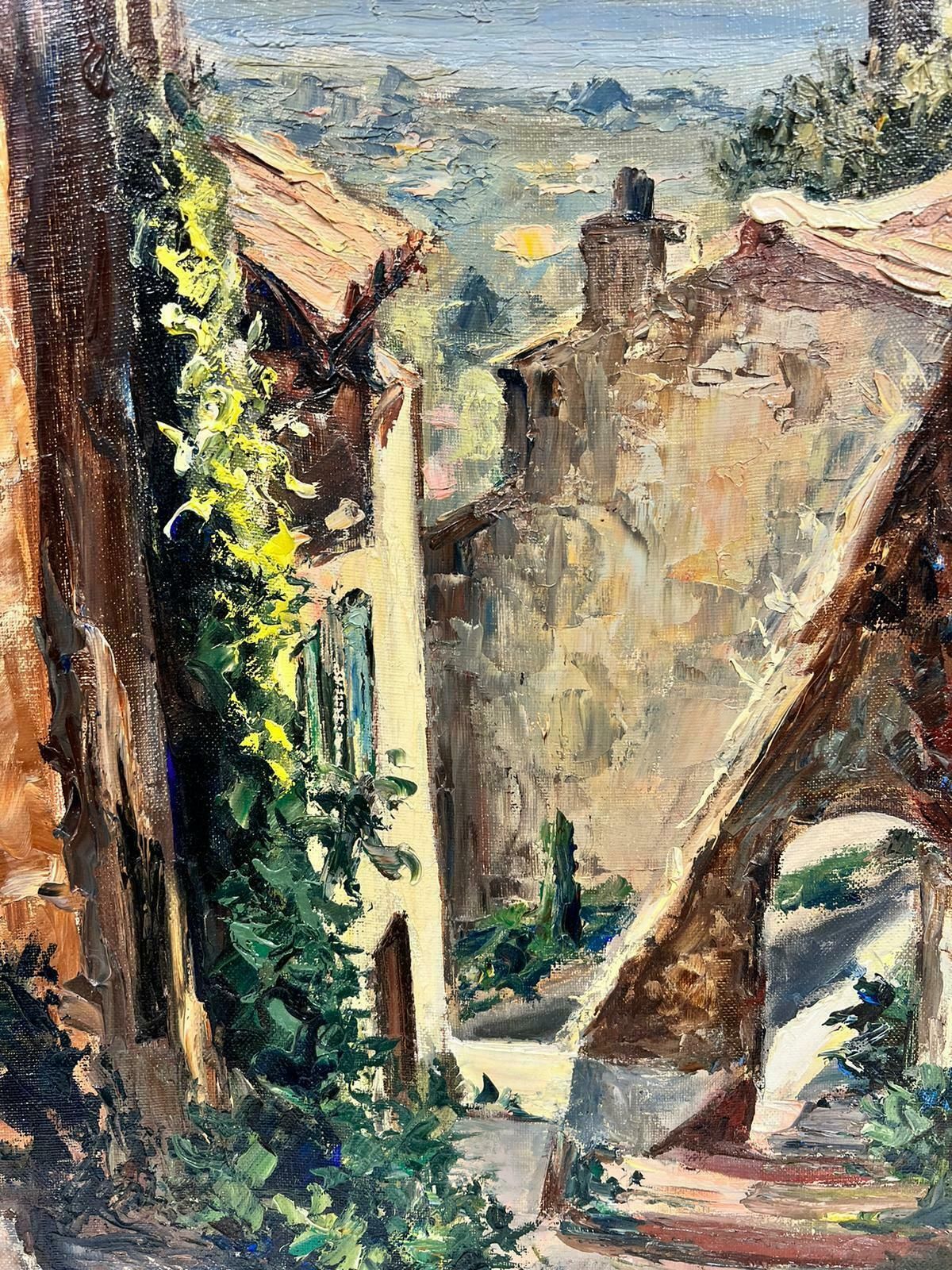 Josine Vignoncagnes Sur Mer Old Town Overlooking Sea French Post Impressionist 1960's photo Art