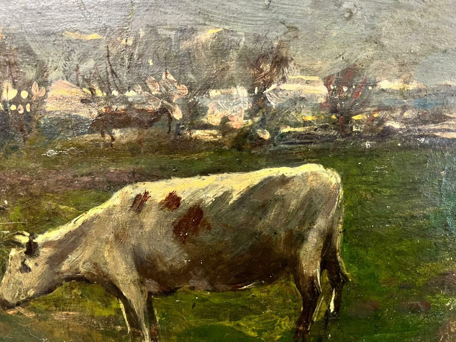 Antique English Antique Victorian English Oil Cow's Munching photo furniture