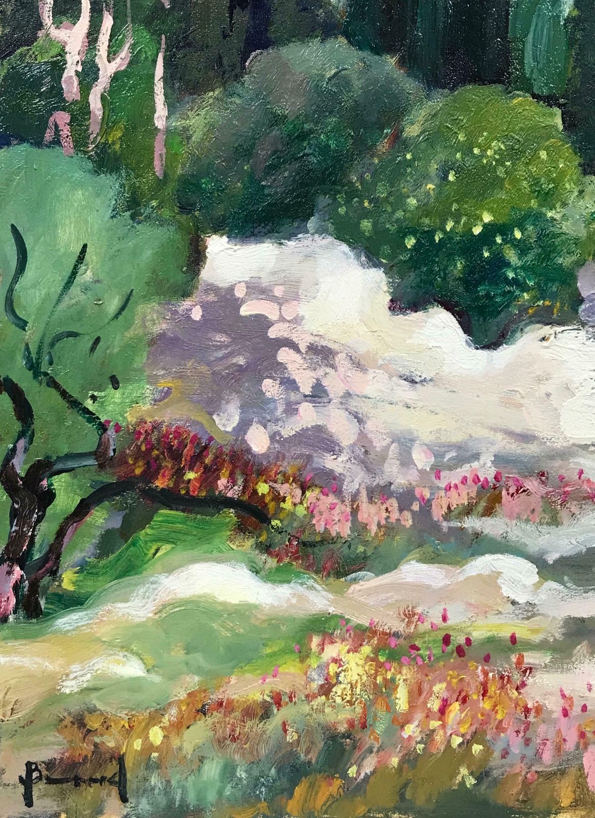 Guy Benardsun Scorched Provence Landscape Les Alpilles, Signed French Modernist Oil photo for sale