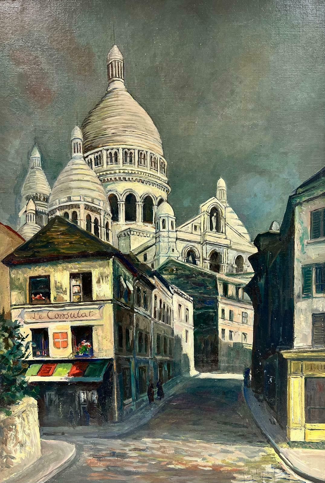 Georges F. Michel1940's French Signed Oil Sacre Coeur Montmartre Paris Street Scene View1942