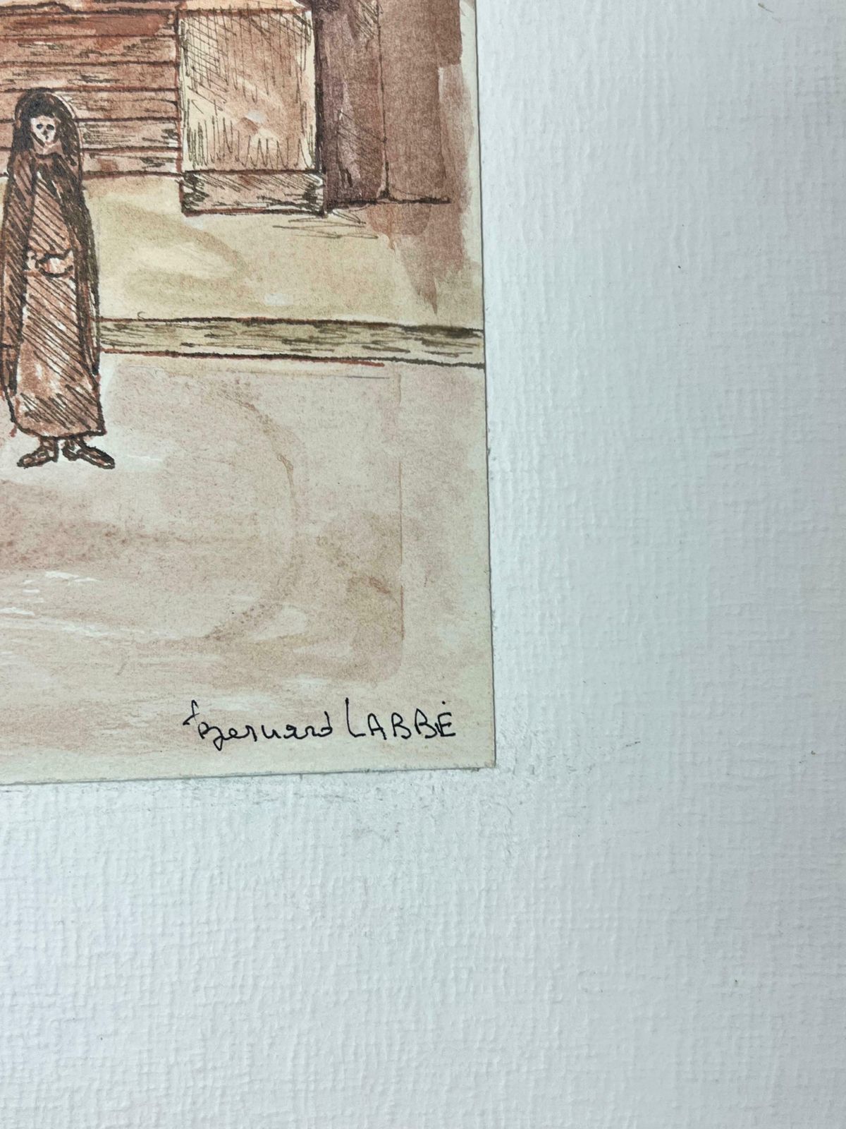 Bernard Labbe1950's Modernist/ Cubist Painting   Figures At French Cathedral1950's photo vintage