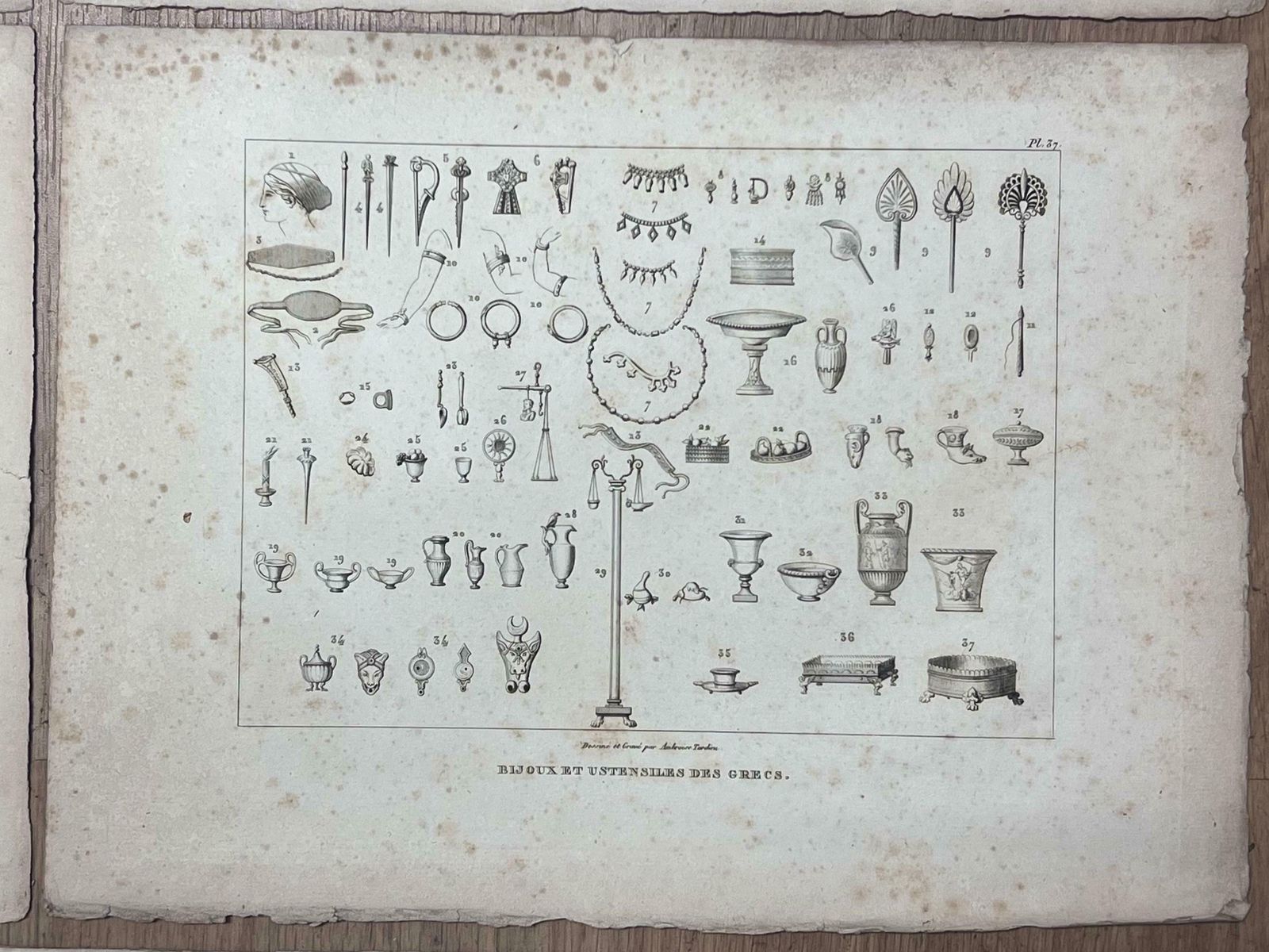Antique Frenchset 5 Antique French Engravings Ancient Roman Artefacts & Figures photo Art