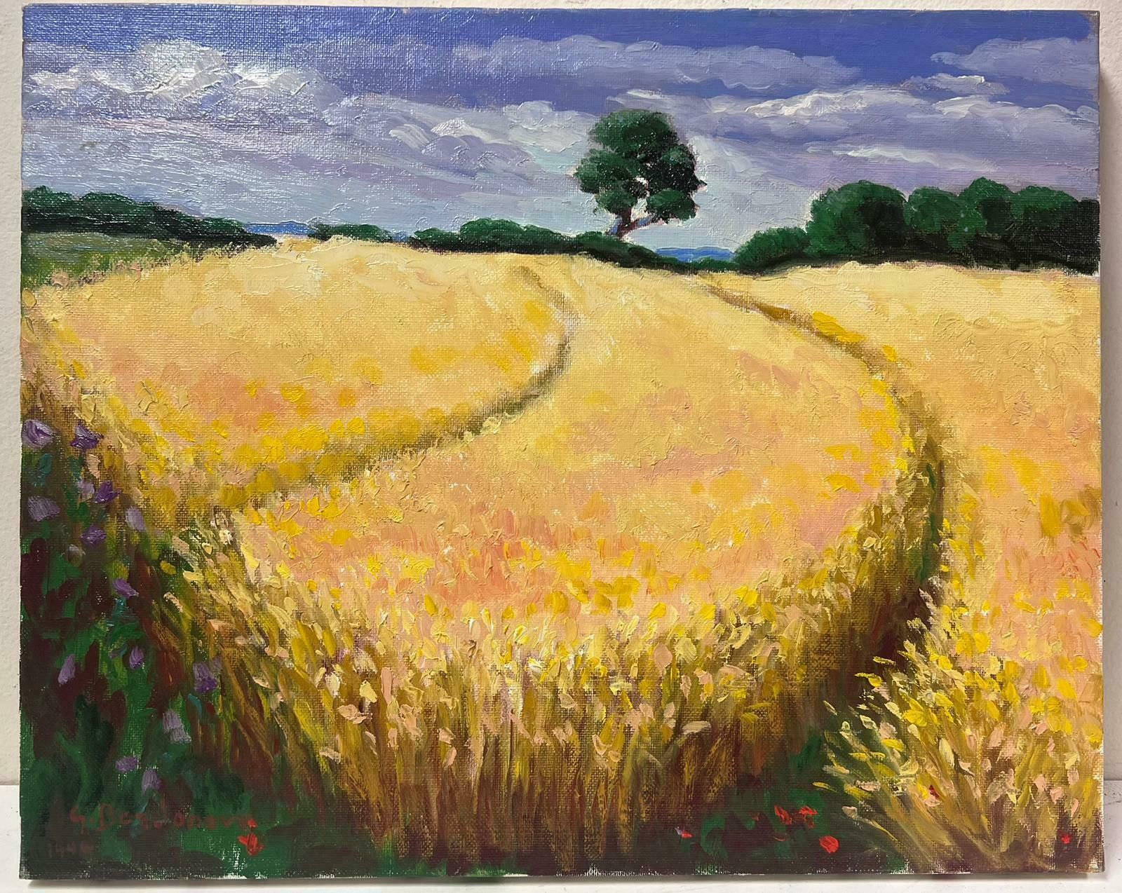 Georges Bordonovecontemporary French Impressionist Oil Golden Wheat Fields & Trees Landscape photo furniture