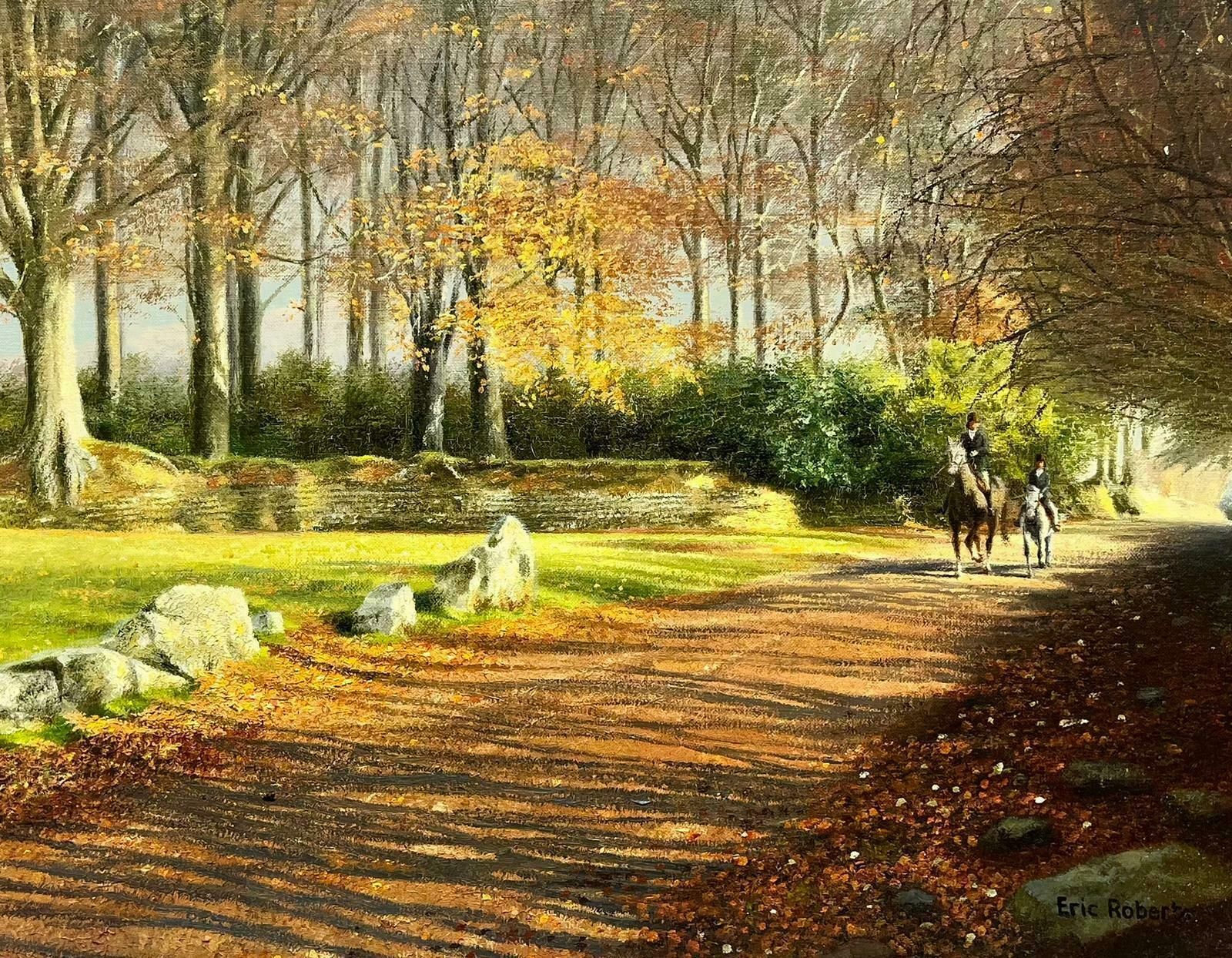 Eric Robertsfine British Oil Painting Horses Walking In Autumn Light, Impressive Frame photo furniture