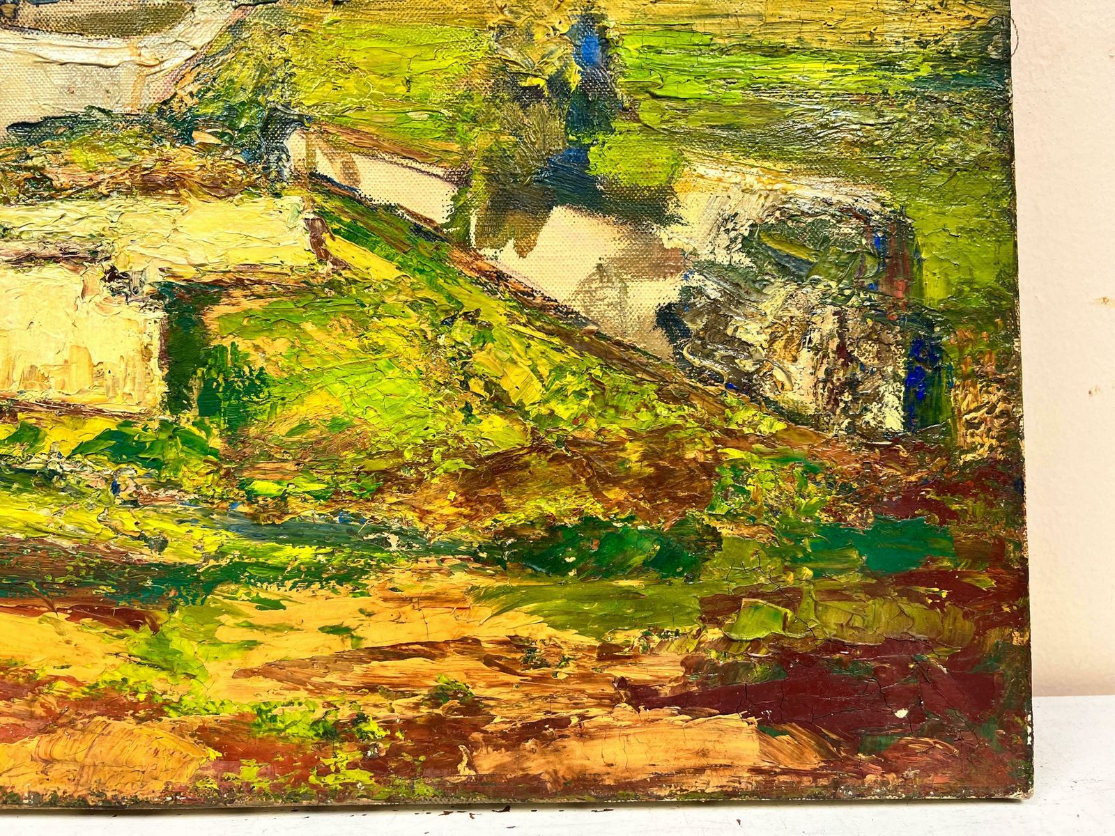 Josine Vignonvillage In Provence Landscape Signed Thick Impasto French Oil1960's photo vinterior
