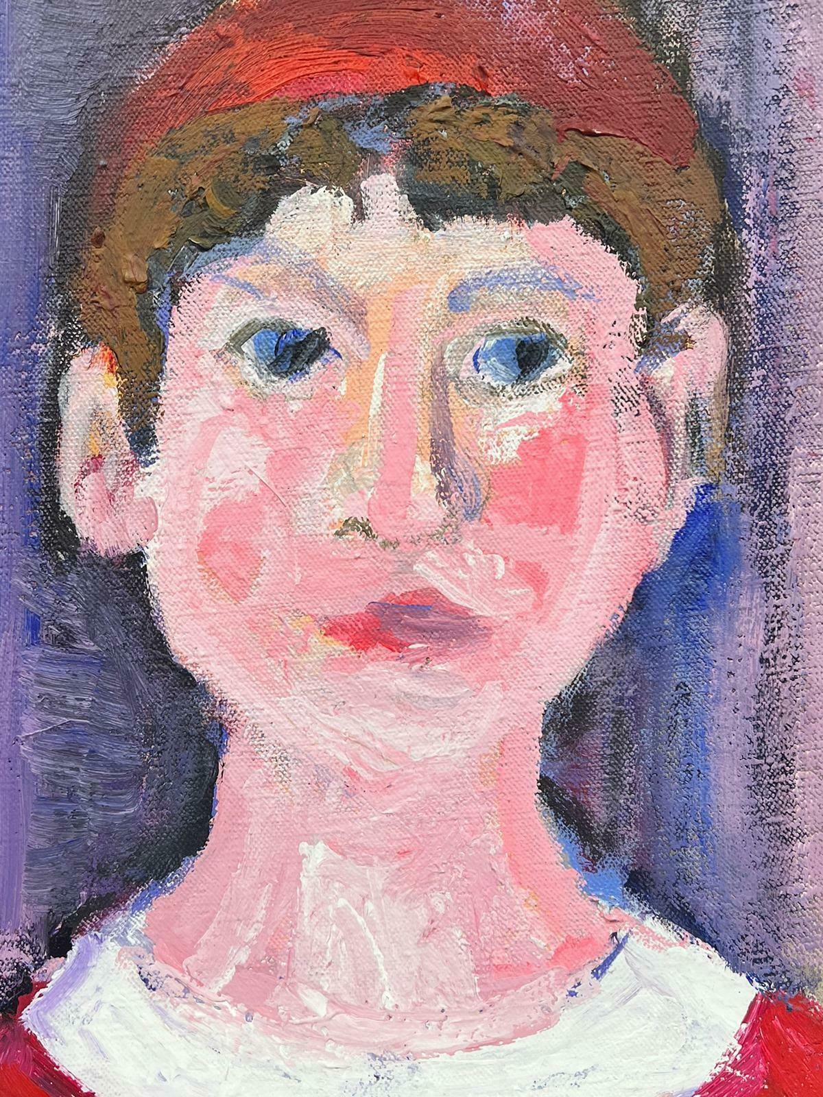 Huguette Ginet Lasnier French Modernist Painting Portrait Of Boy In Red Jumperc. 2000's photo 1532.0