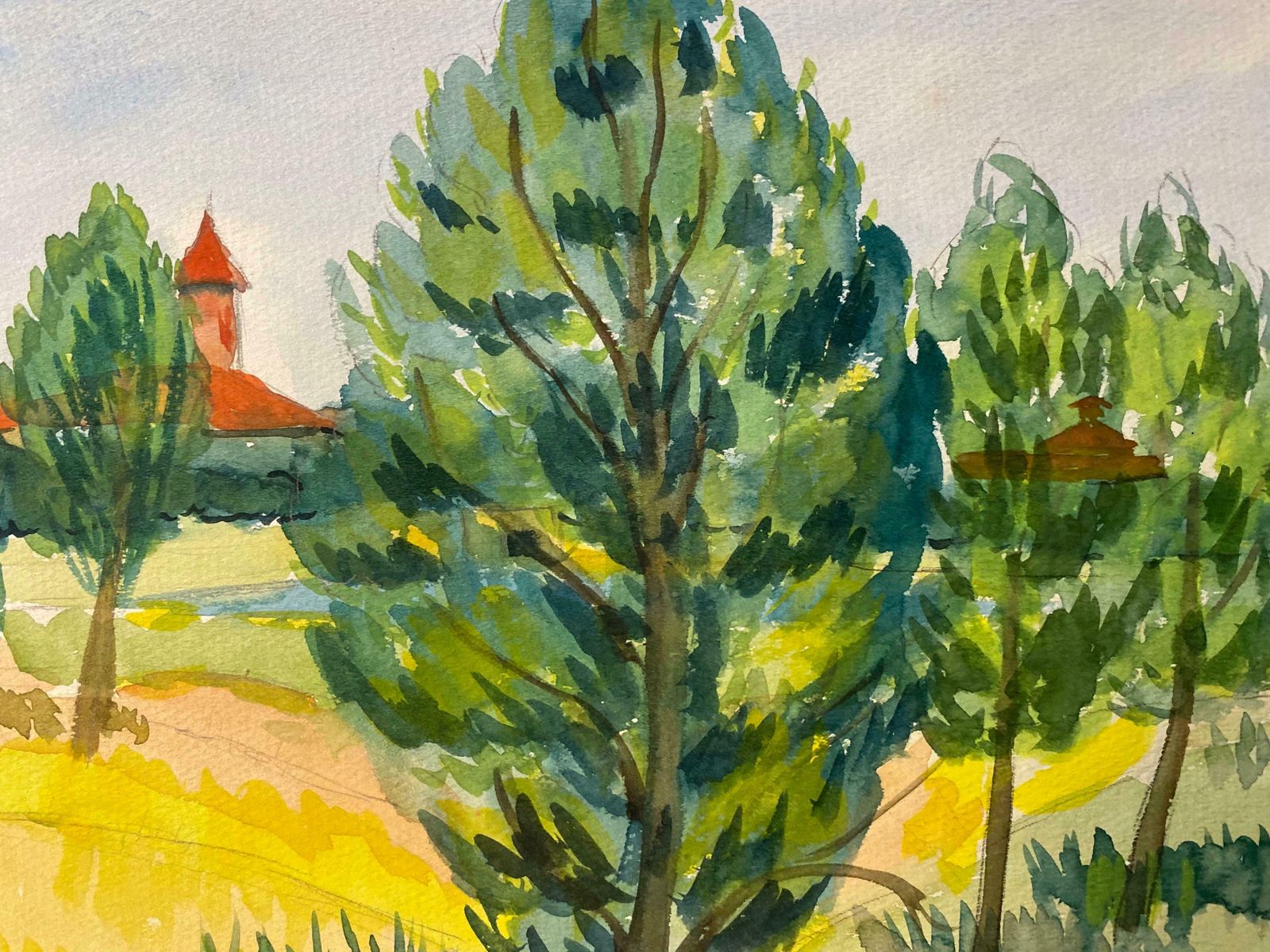 Louis Bellon1940's Provence Painting French Green Trees     Post Impressionist Artistc. 1940s photo for sale