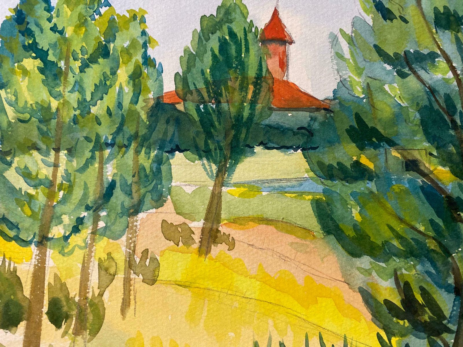 Louis Bellon1940's Provence Painting French Green Trees     Post Impressionist Artistc. 1940s photo vinterior