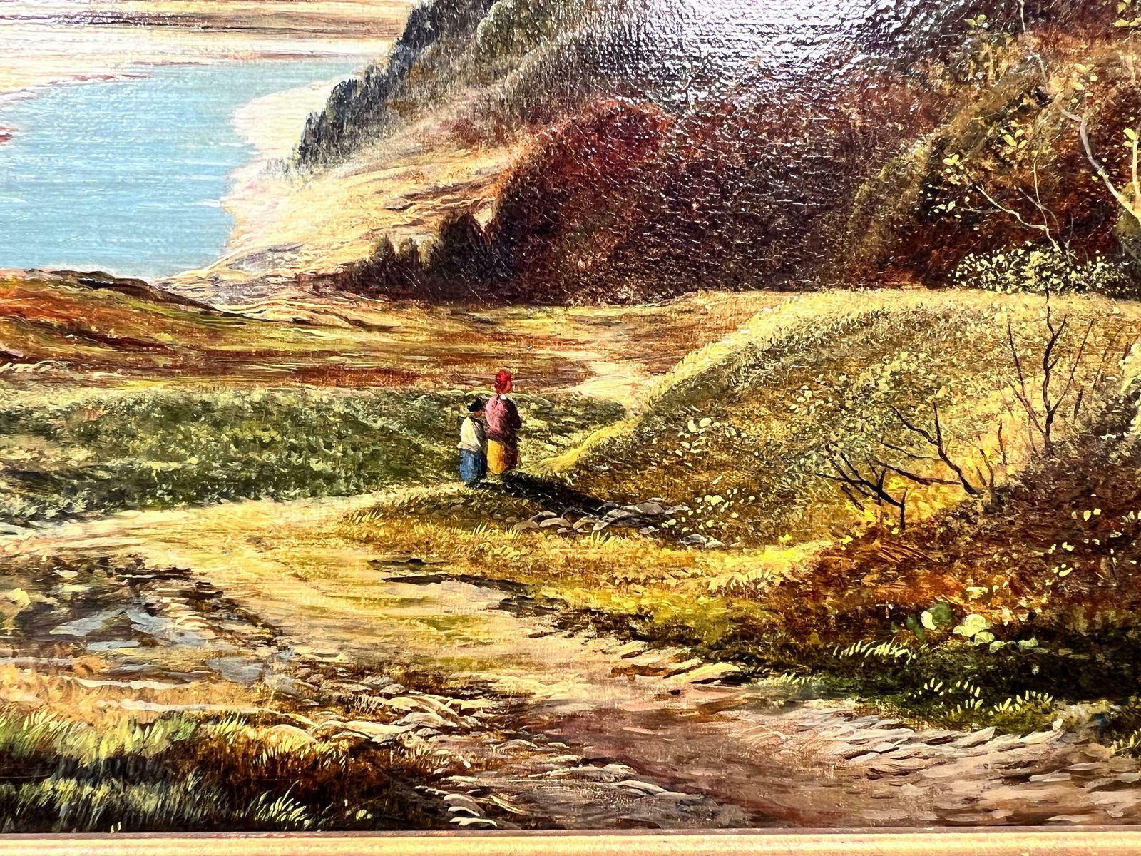 Charles Leslievery Fine Victorian Scottish Signed Oil Painting Panoramic Loch Scene Mountainsc. 1875 photo for sale