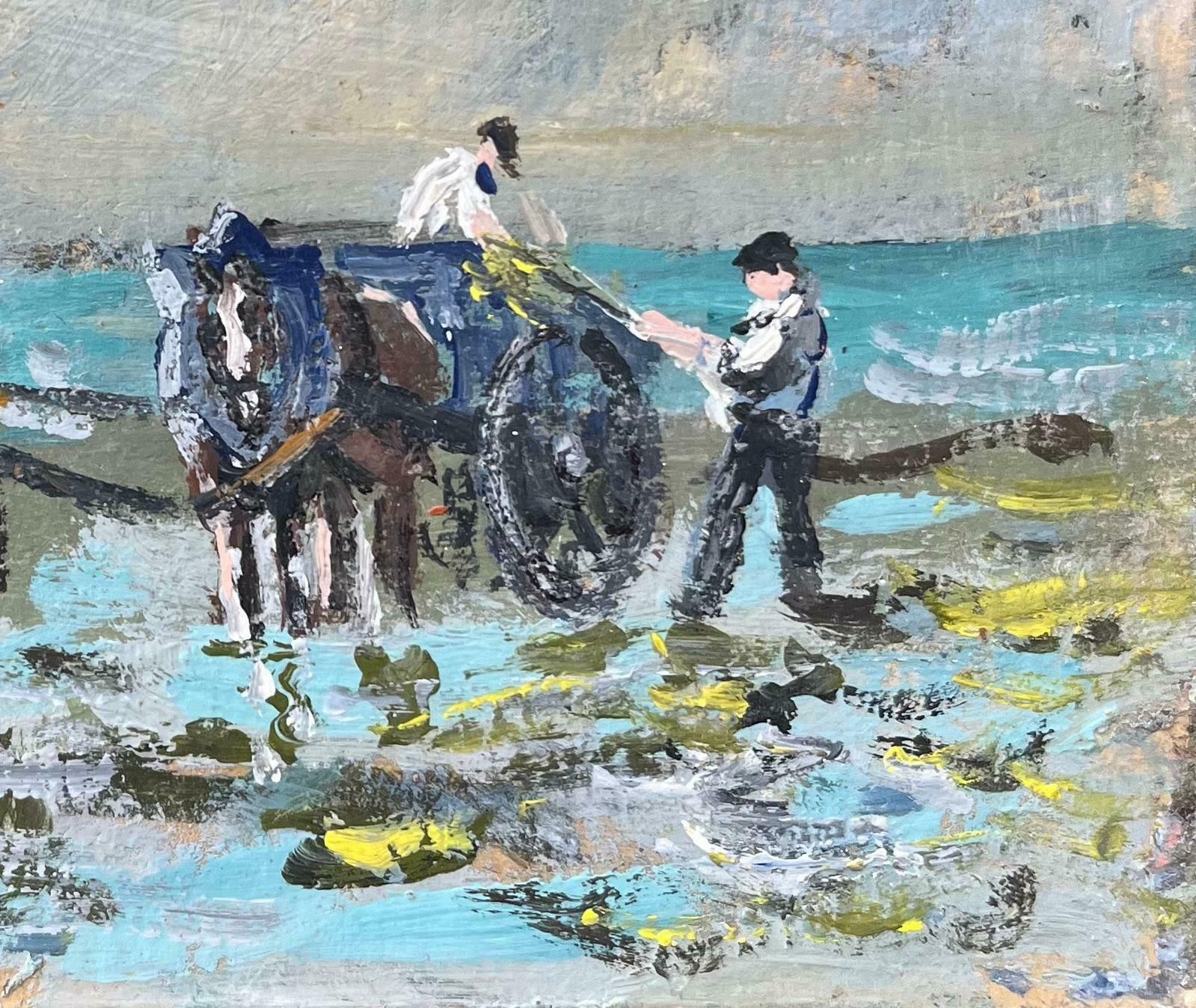 Fanch Lelfrench Impressionist Oil Painting Of Traditional Seaweed Harvesting Scene2007 photo 542.0