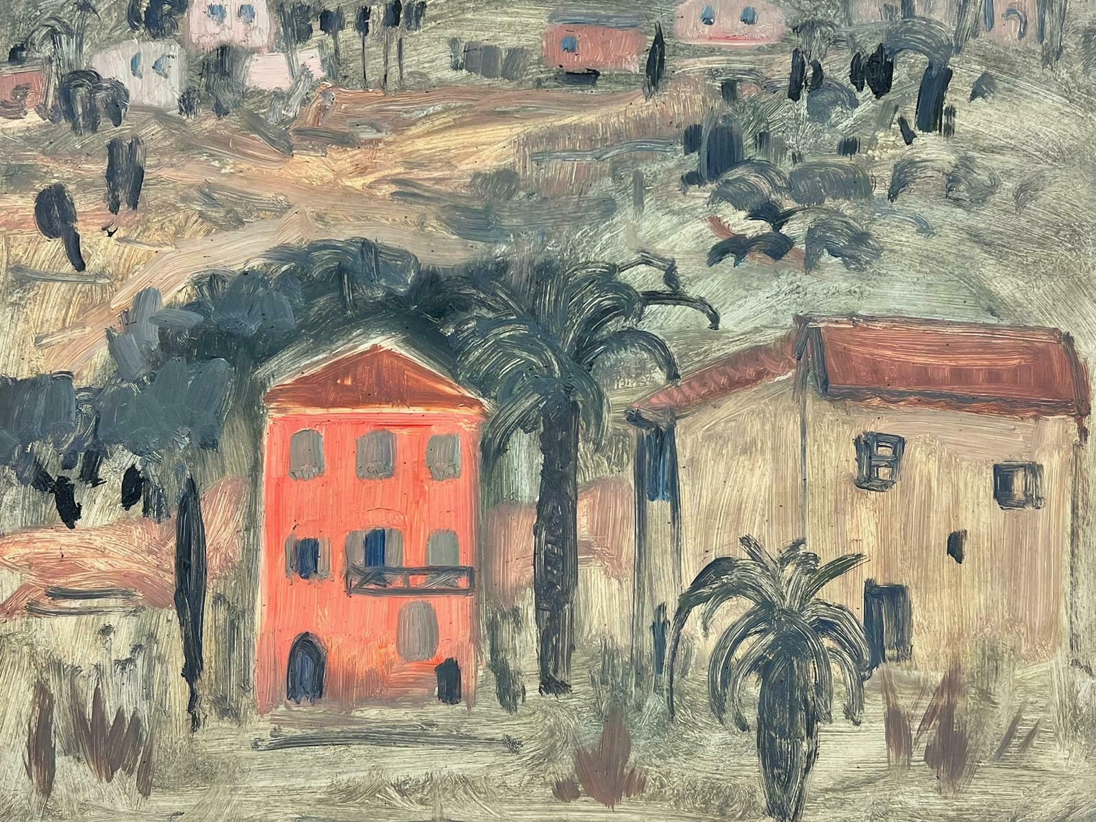 French Schoolfollower Of Matisse, 20th Century French Oil Pink House In South Of France photo vinterior