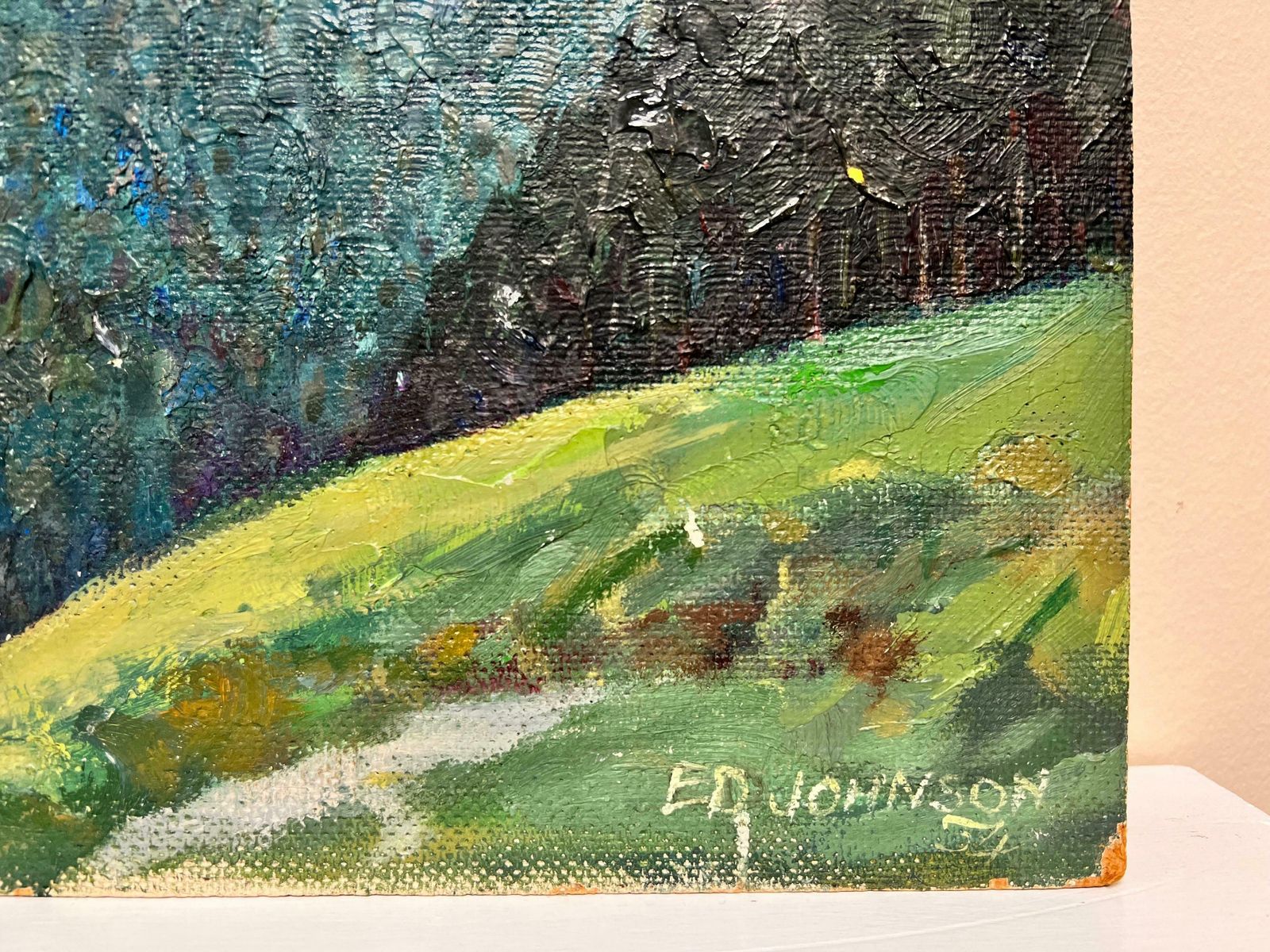 E. Johnson1950's British Modernist Oil Painting Cumberland Lake District Dramatic View photo Art
