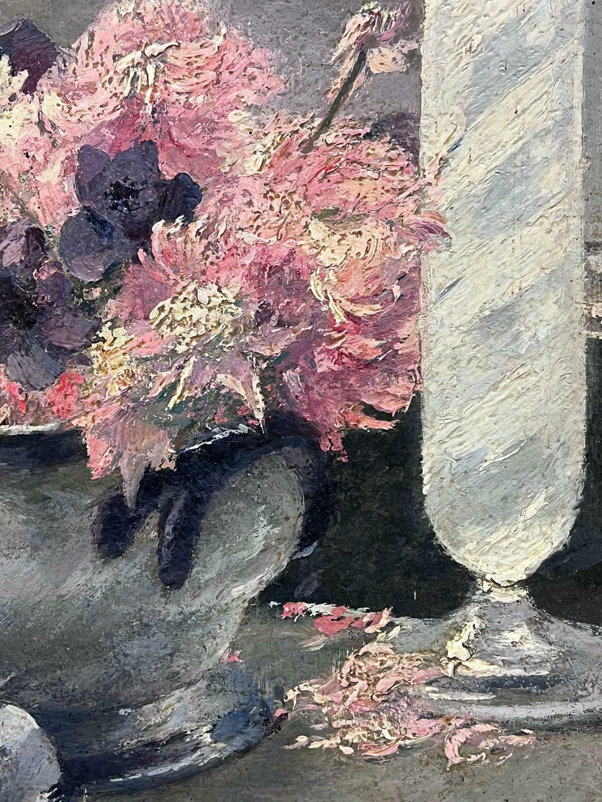 French Impressionist1930's French Impressionist Signed Oil   Beautiful Flowers On Window Sill View1930's photo Art