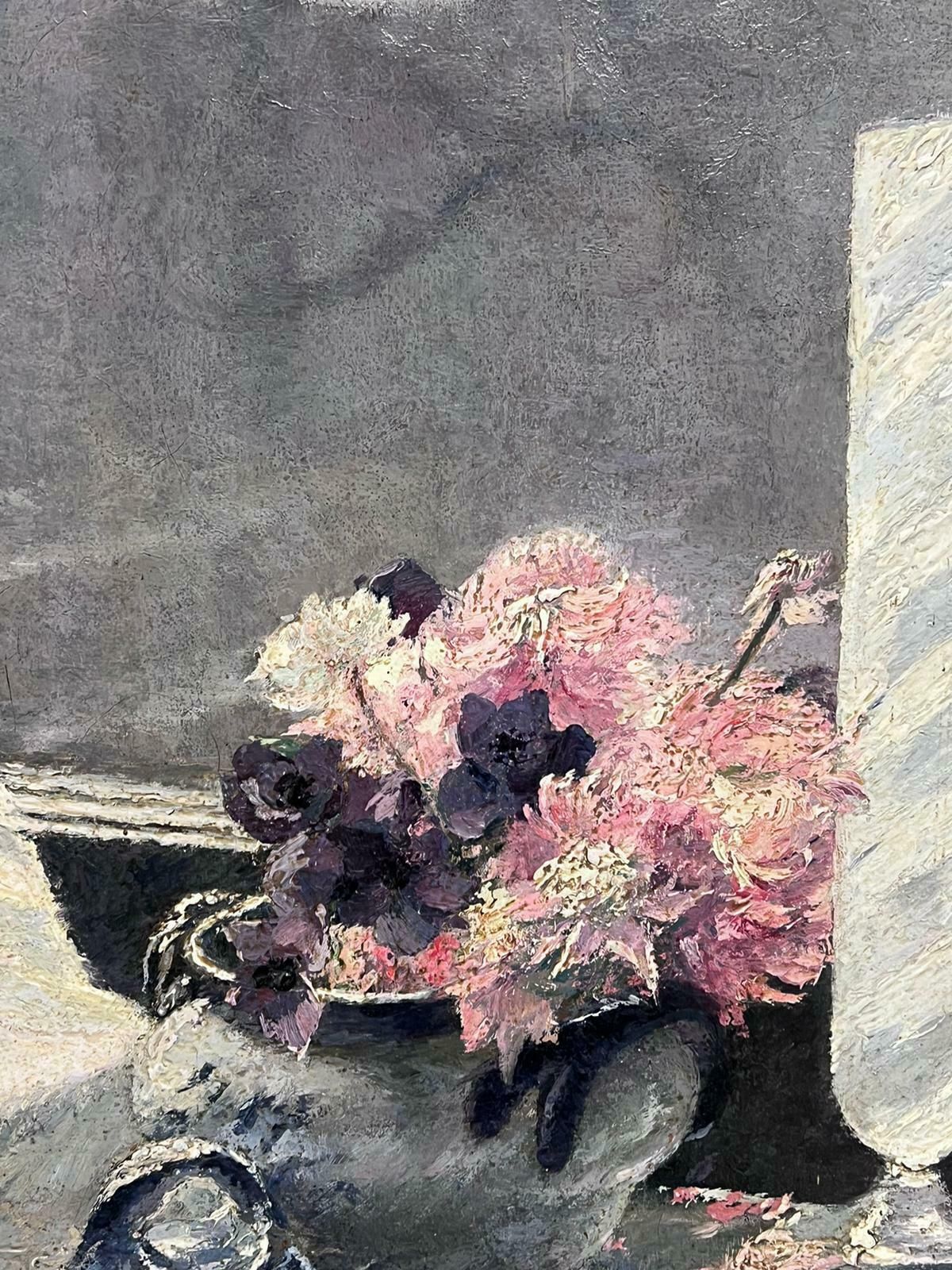 French Impressionist1930's French Impressionist Signed Oil   Beautiful Flowers On Window Sill View1930's photo 1174.0