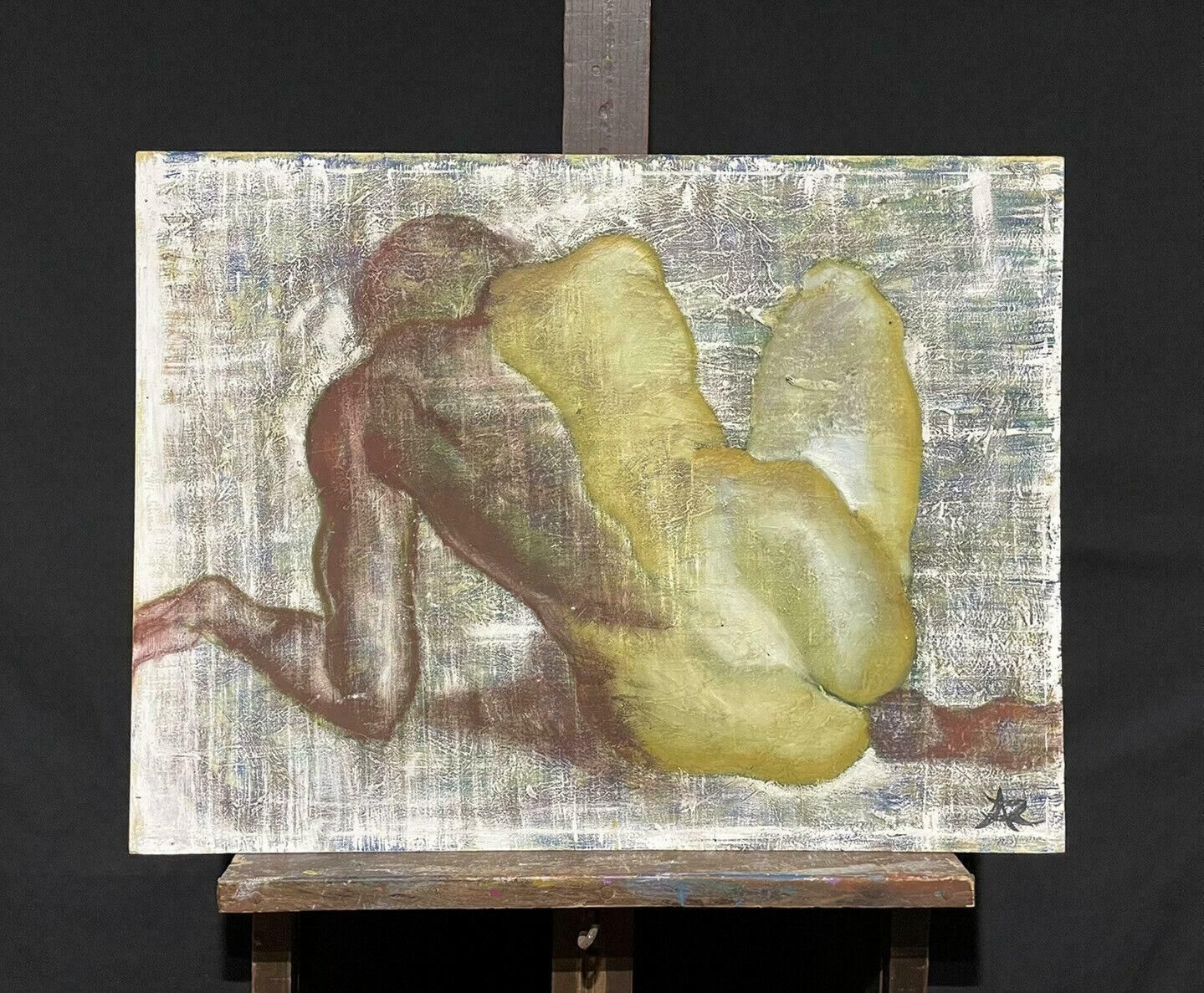 Unknownlarge French Modernist Signed Oil Painting   Nude Figure Seated From Behind20th Century photo furniture