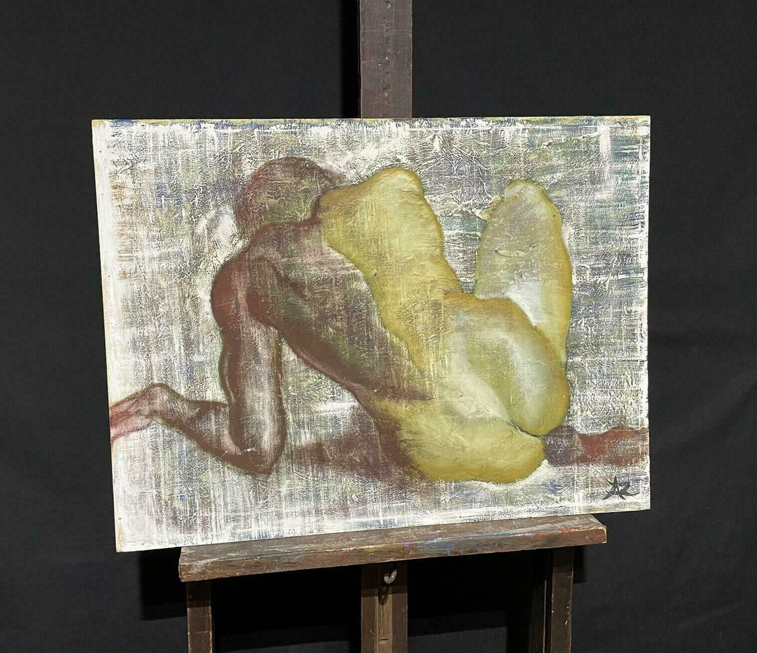 Unknownlarge French Modernist Signed Oil Painting   Nude Figure Seated From Behind20th Century photo for sale