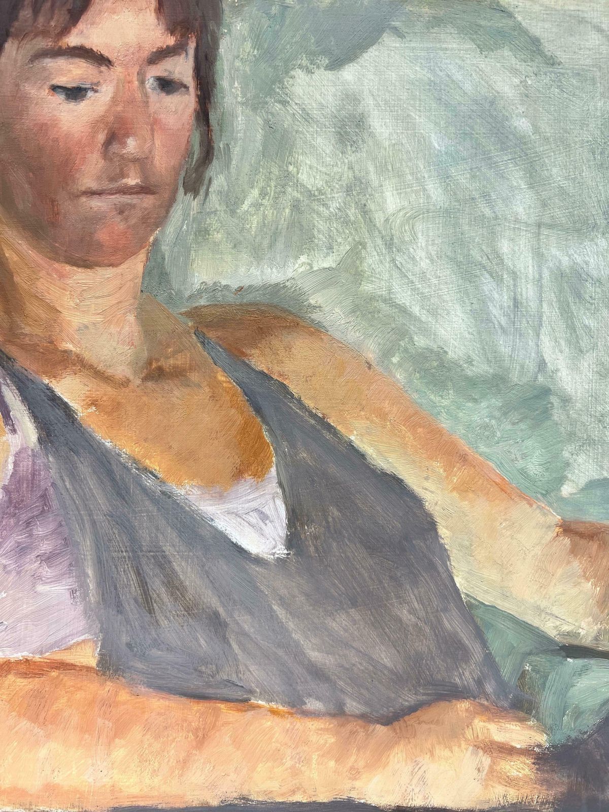 English Impressionist1960s English Impressionist Oil Young Lady Slumped In Chairc. 1960 photo Art