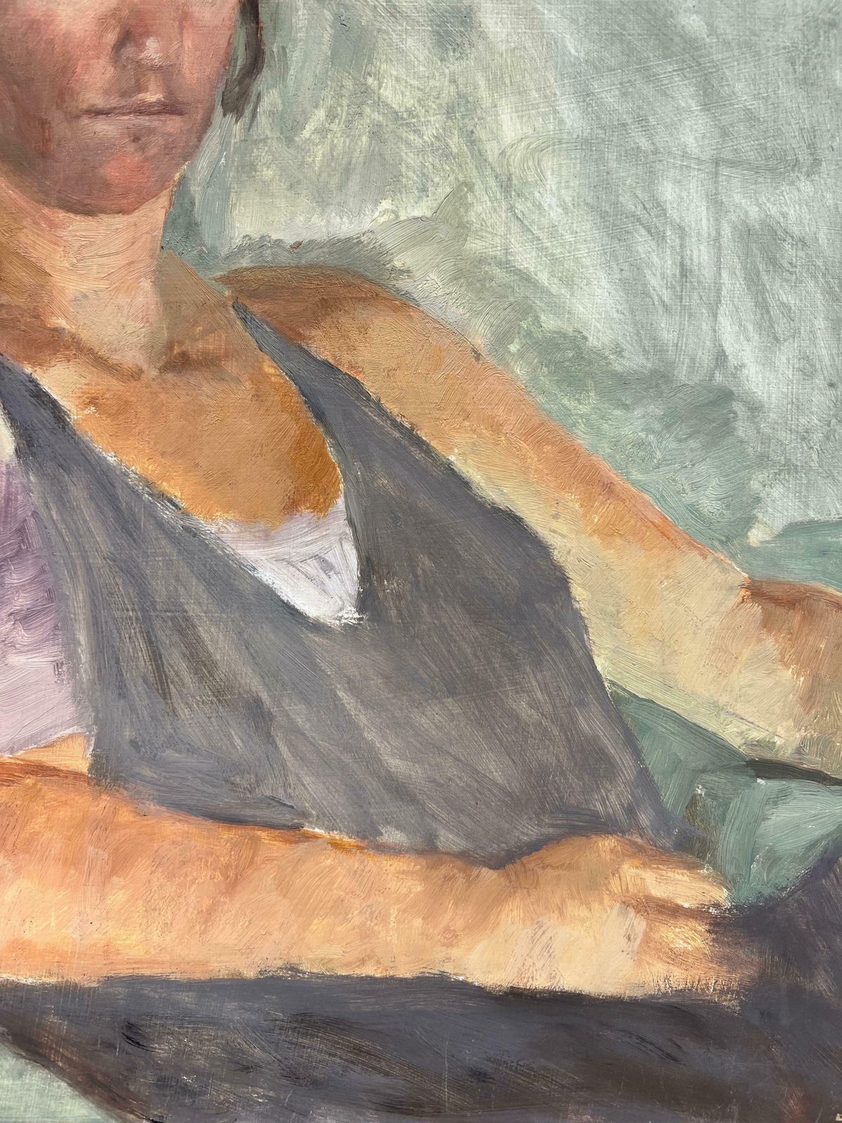English Impressionist1960s English Impressionist Oil Young Lady Slumped In Chairc. 1960 photo 1533.0