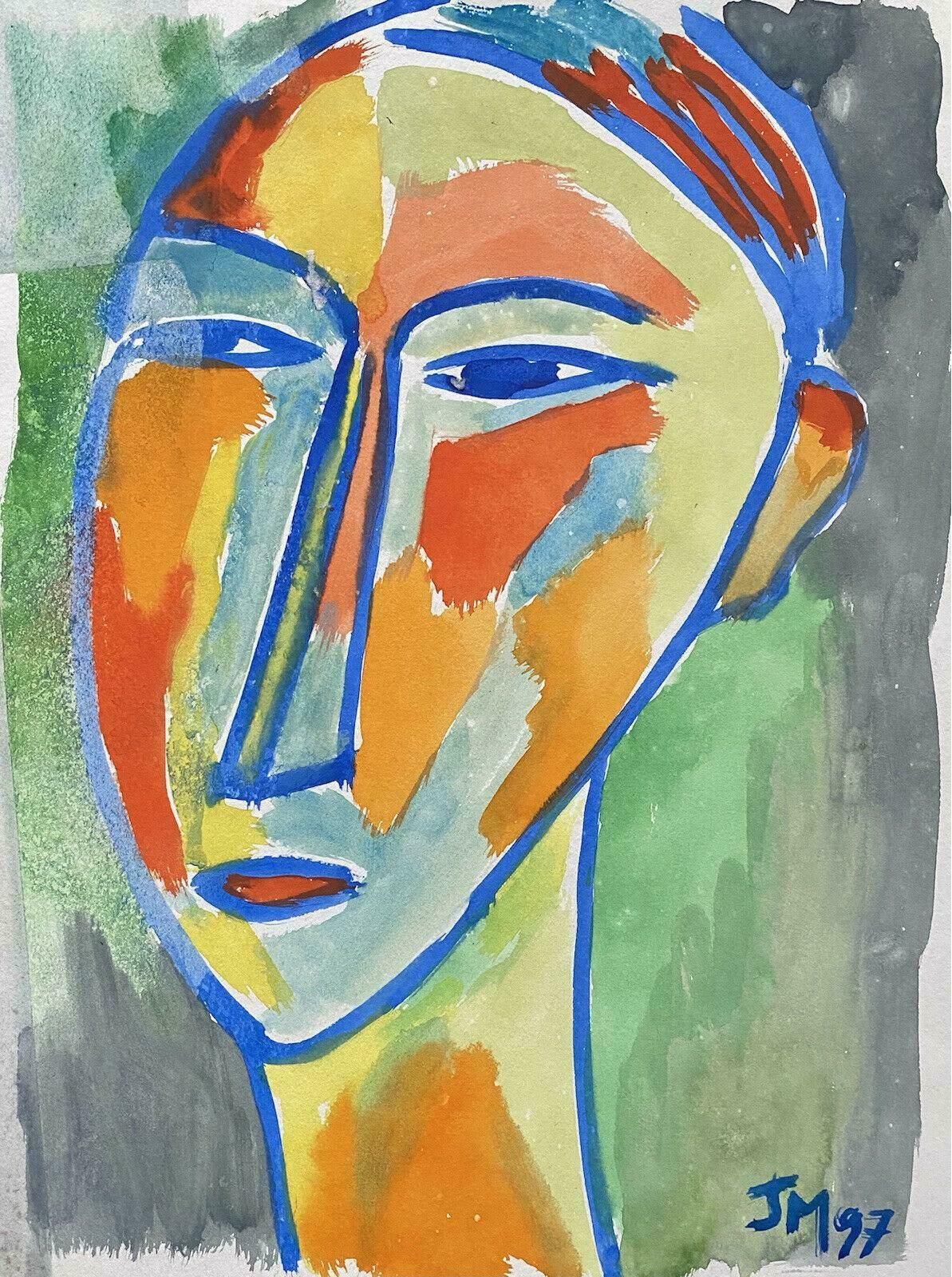 Jean Marcjean Marc (1949 2019) 20th Century French Modernist Painting   Portrait Of Facec. 1980's