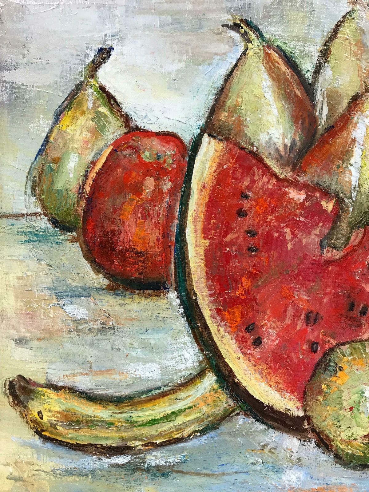 Maria Tort Xirauwatermelon Still Life Of Fruit, Signed Original Oil Painting In Beautiful Frame photo 2045.0