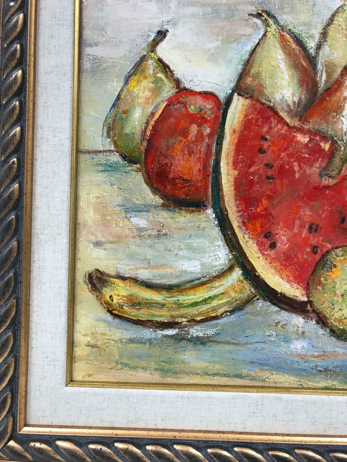 Maria Tort Xirauwatermelon Still Life Of Fruit, Signed Original Oil Painting In Beautiful Frame photo buy