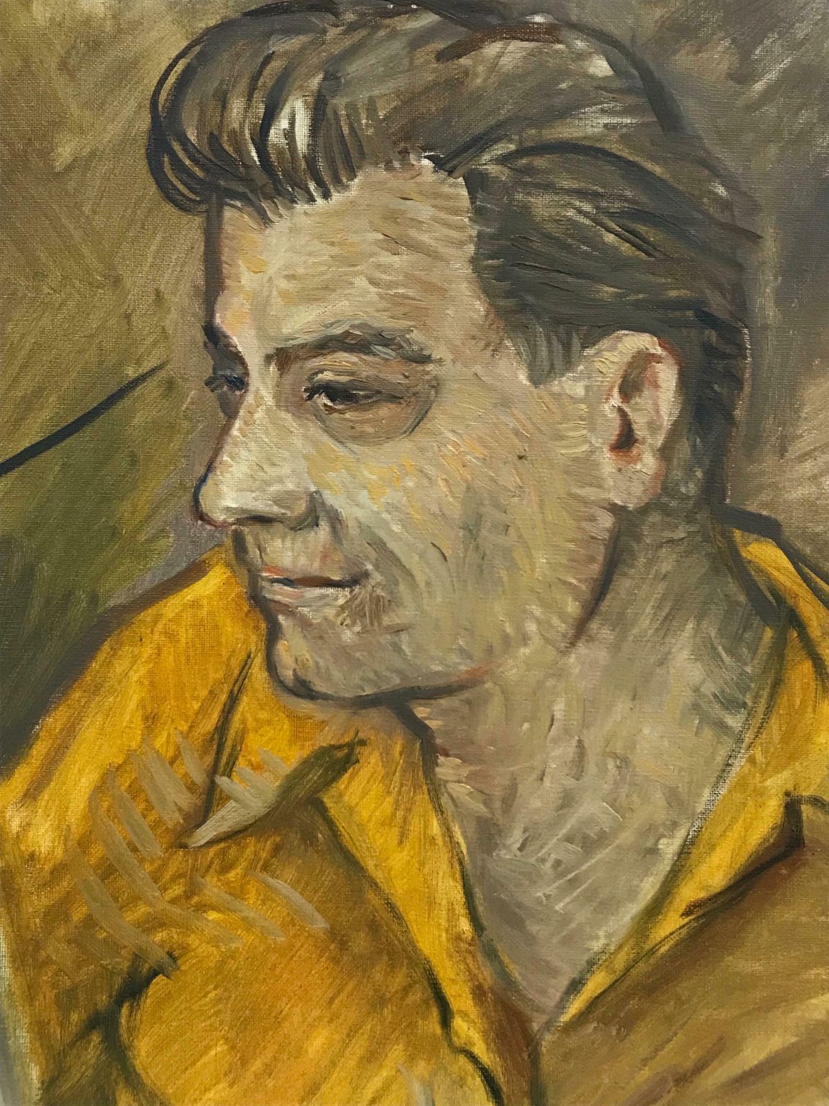 20th Century French School1950's French Impressionist Signed Oil   Artist At Easel Self Portraitc. 1957 photo for sale
