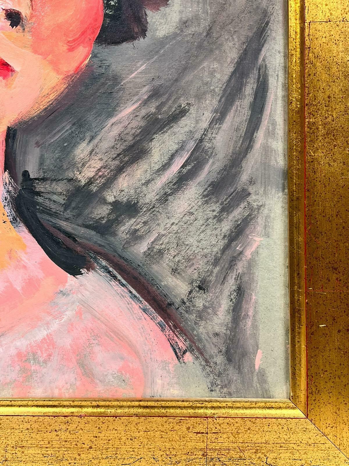 Huguette Ginet Lasnier Signed French Contemporary Painting Portrait Of Rosy Cheeked Womanc. 2000's photo 1533.0