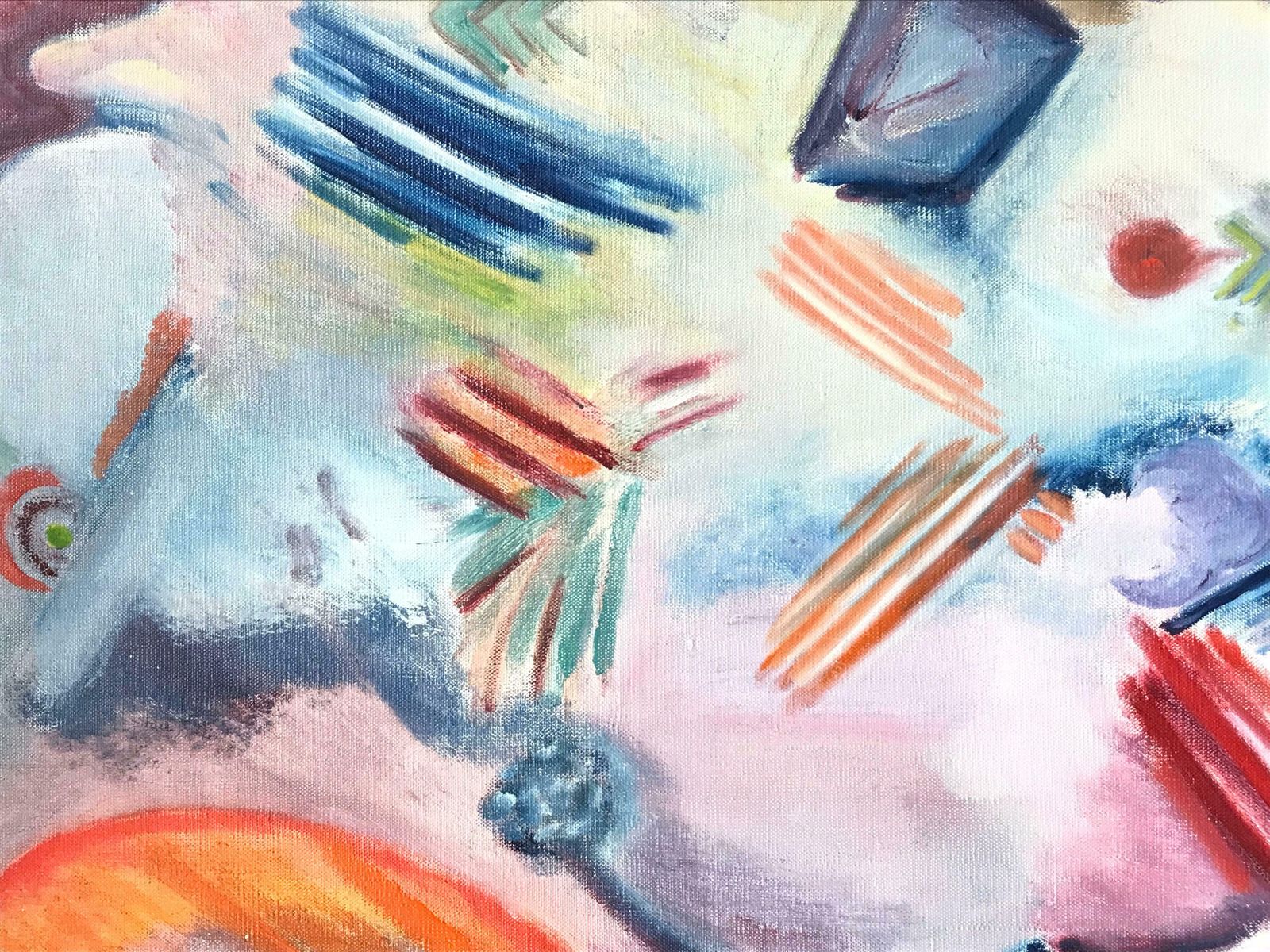 20th Century French Schoollarge 20th Century French Abstract Painting, Bright Colors & Vivid Shapes photo for sale
