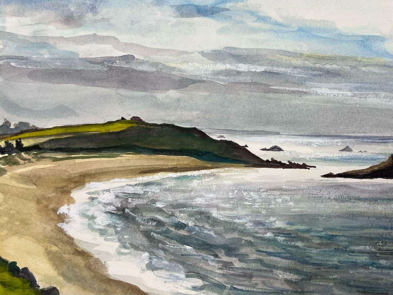 Josine Vignonmid Century French Coastal Grey Sea And Blue Sky Landscape La Guimorais1950s photo Art