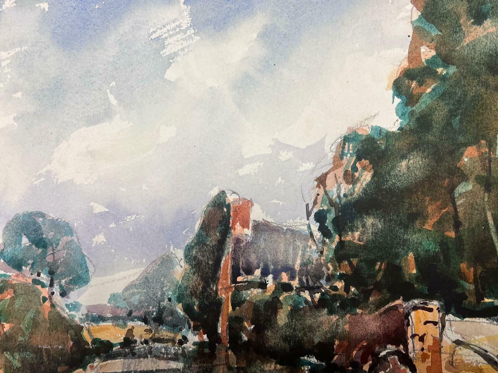 Maurice Mazeiliefrench Watercolour Landscape By The River Bank photo Art